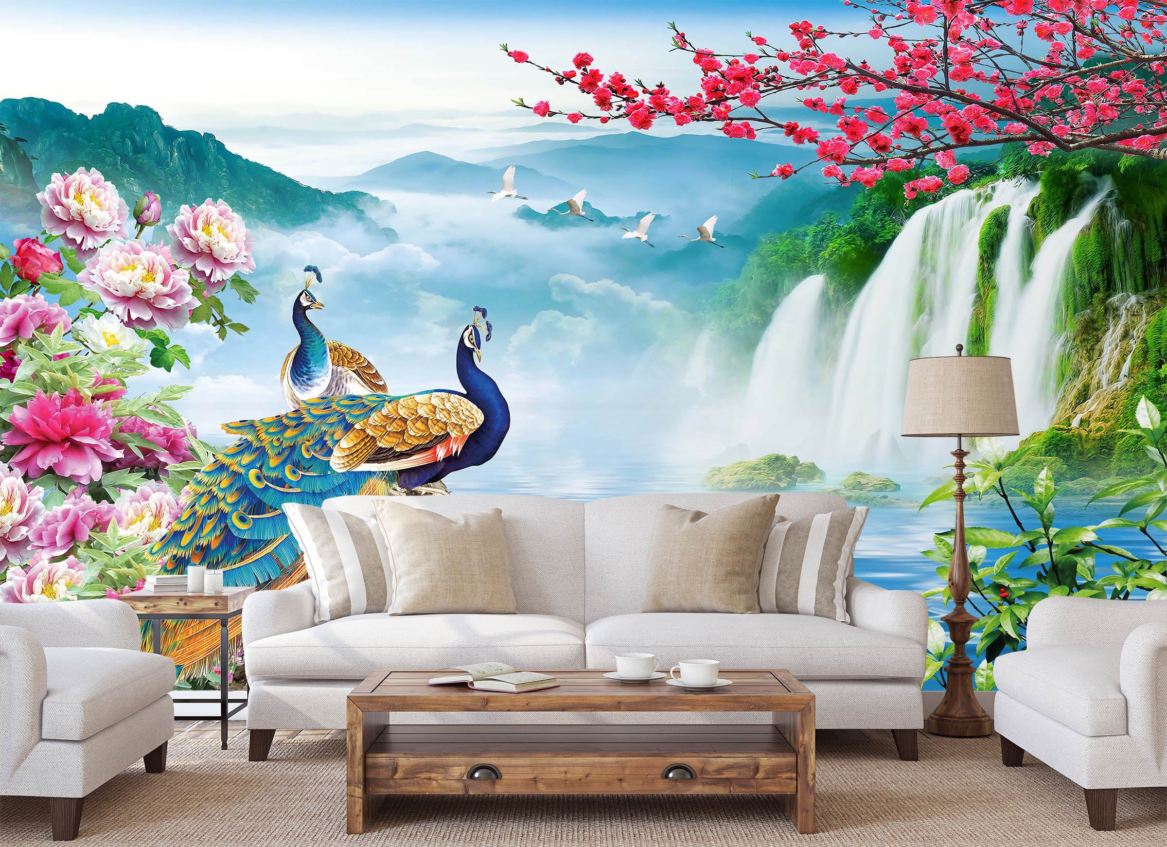 3D Peacock Falls 1419 Wall Murals