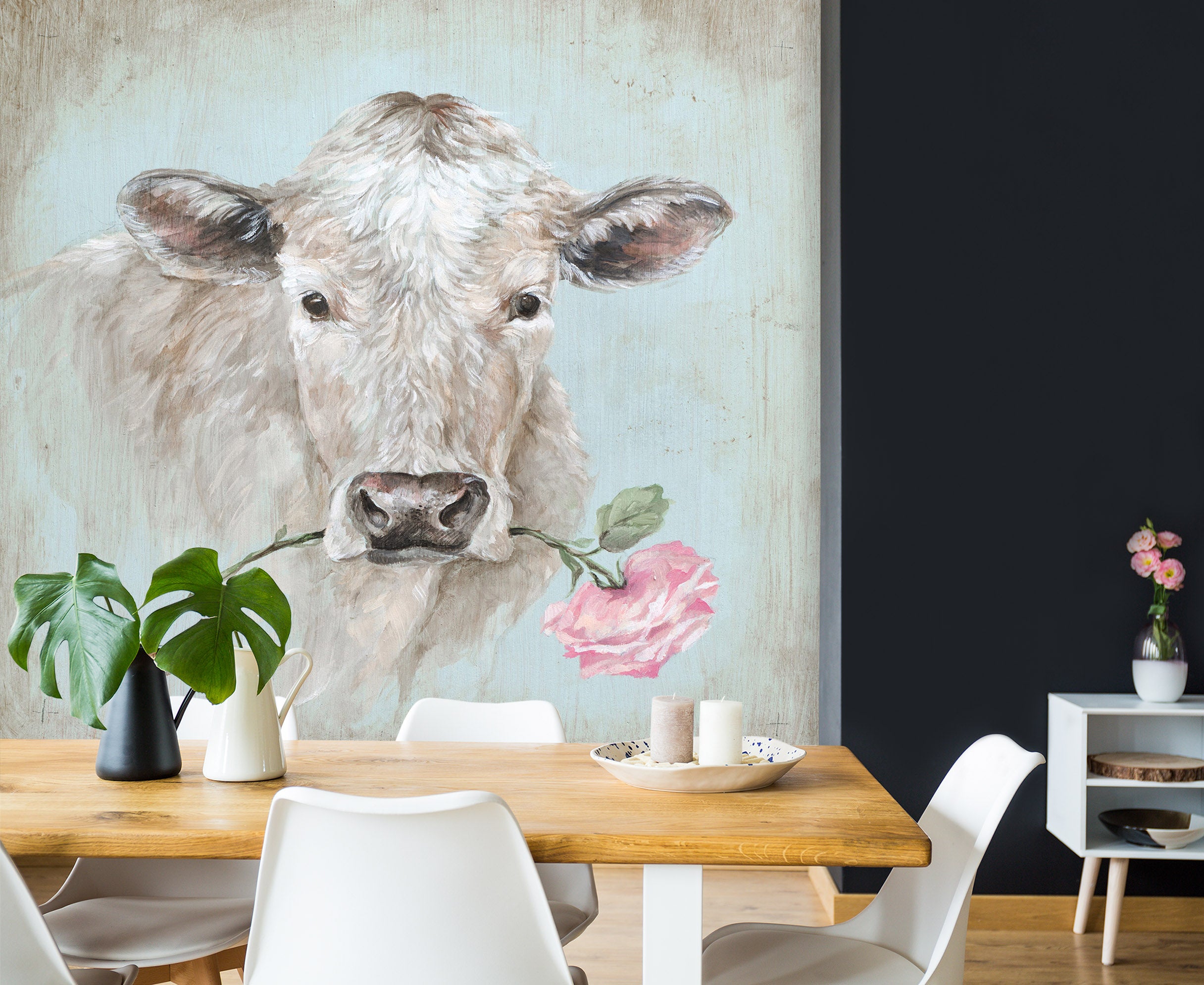 3D Cow Flower 4001 Debi Coules Wall Mural Wall Murals