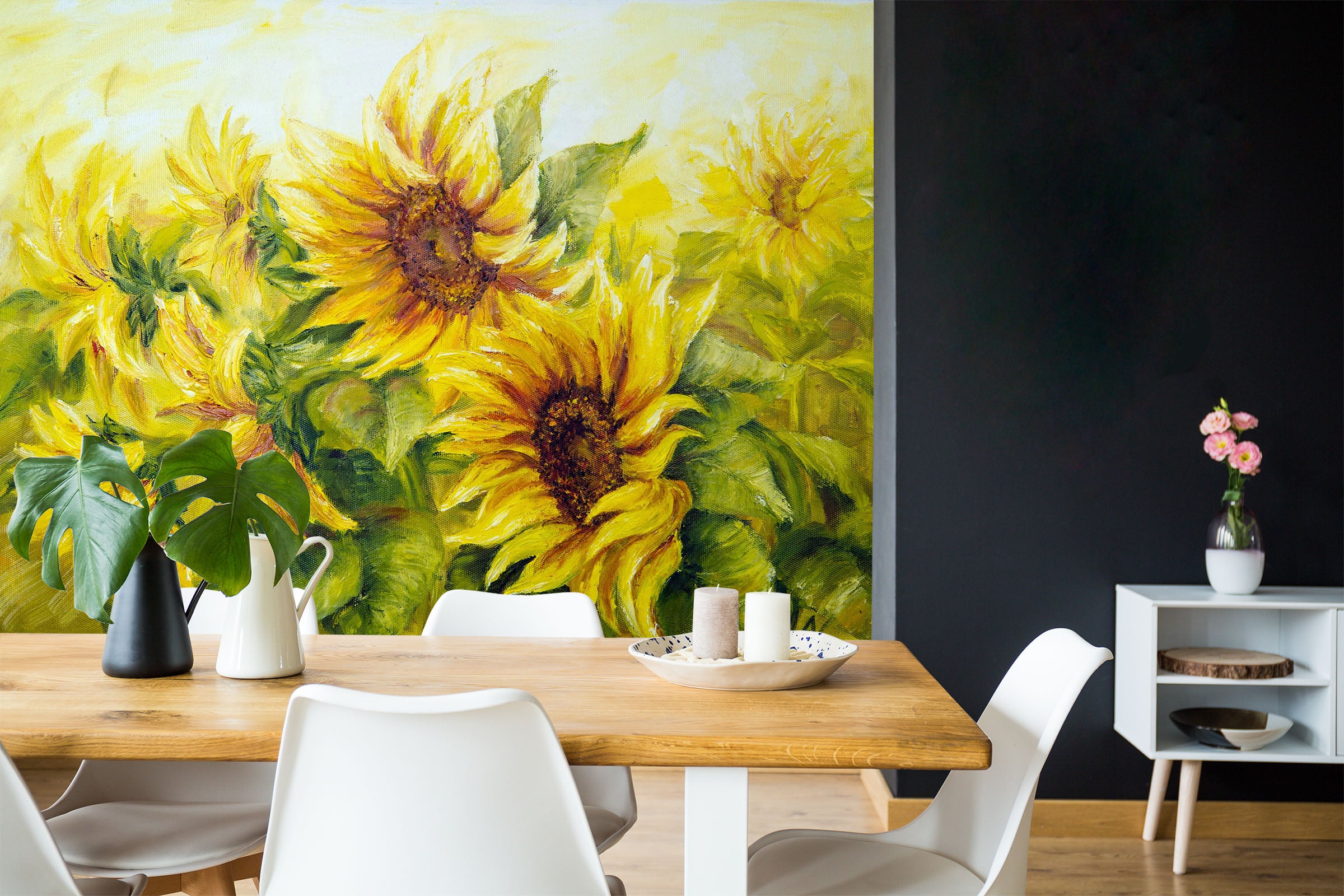3D Oil Painting Sunflower 144 Wall Murals