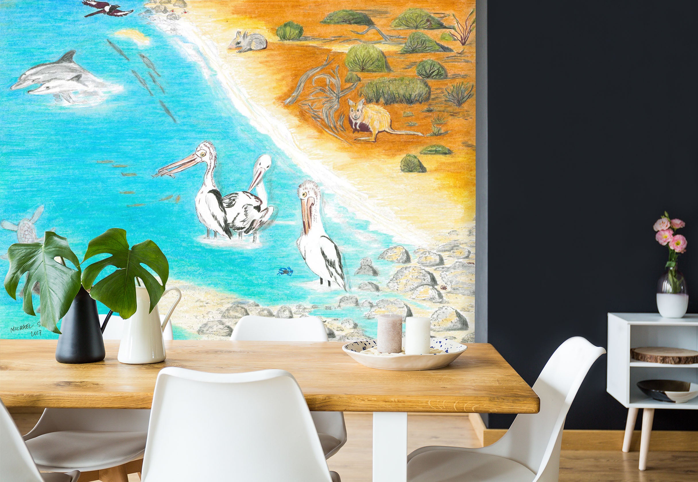 3D Beach Crane 1411 Michael Sewell Wall Mural Wall Murals