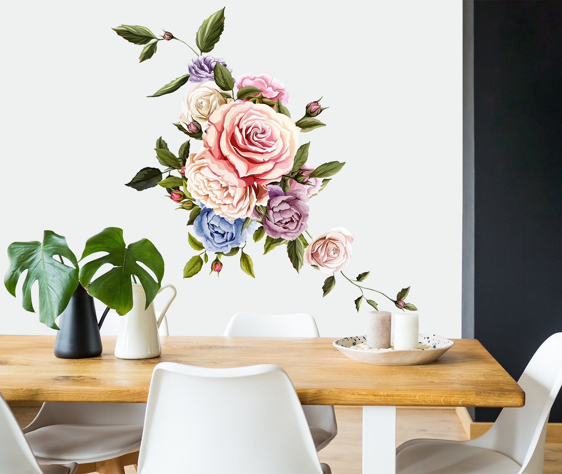 3D Blooming Pink Flower 038 Wall Stickers Wallpaper AJ Wallpaper 