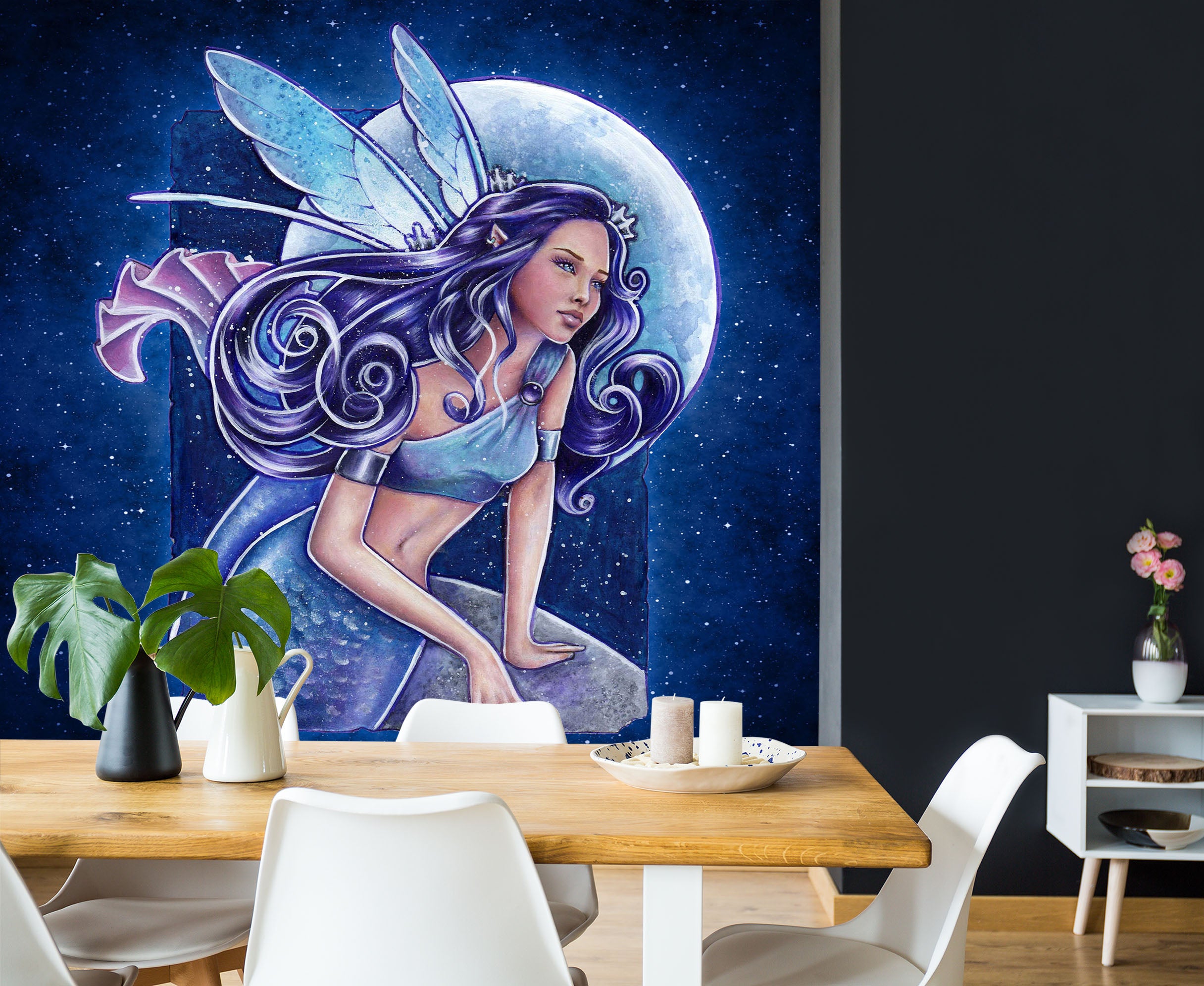 3D Moon Mermaid 8754 Brigid Ashwood Wall Mural Wall Murals