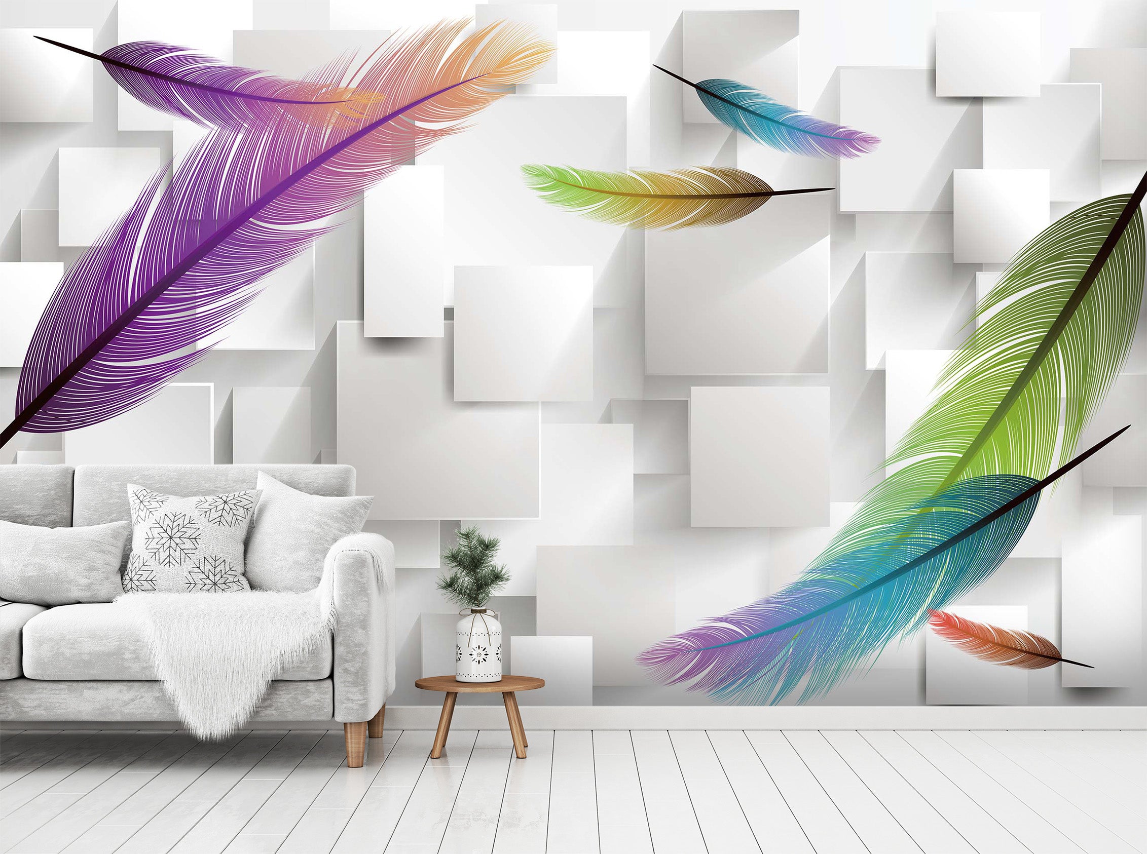 3D Colored Feathers 1402 Wall Murals