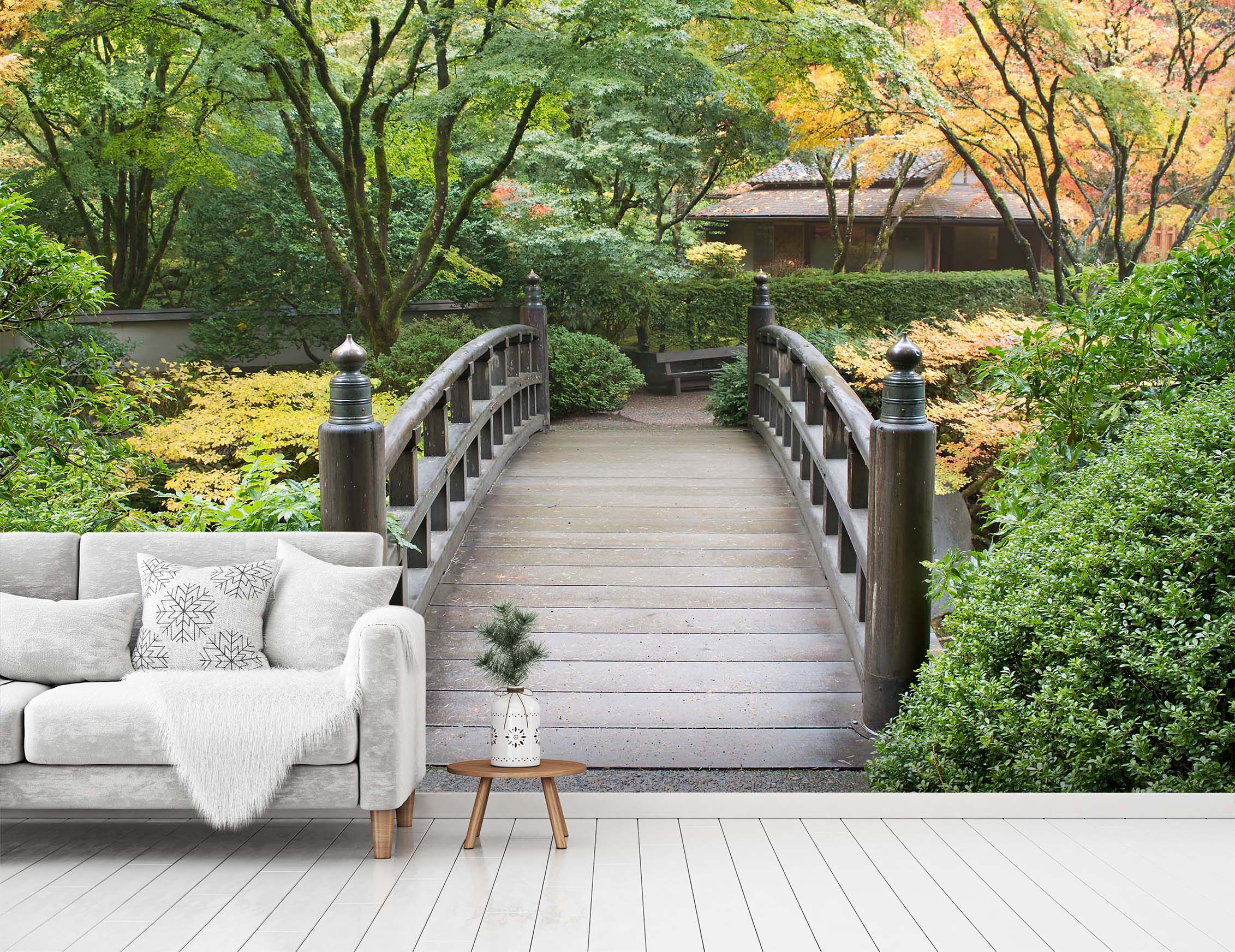 3D Wood Bridge 1500 Wall Murals