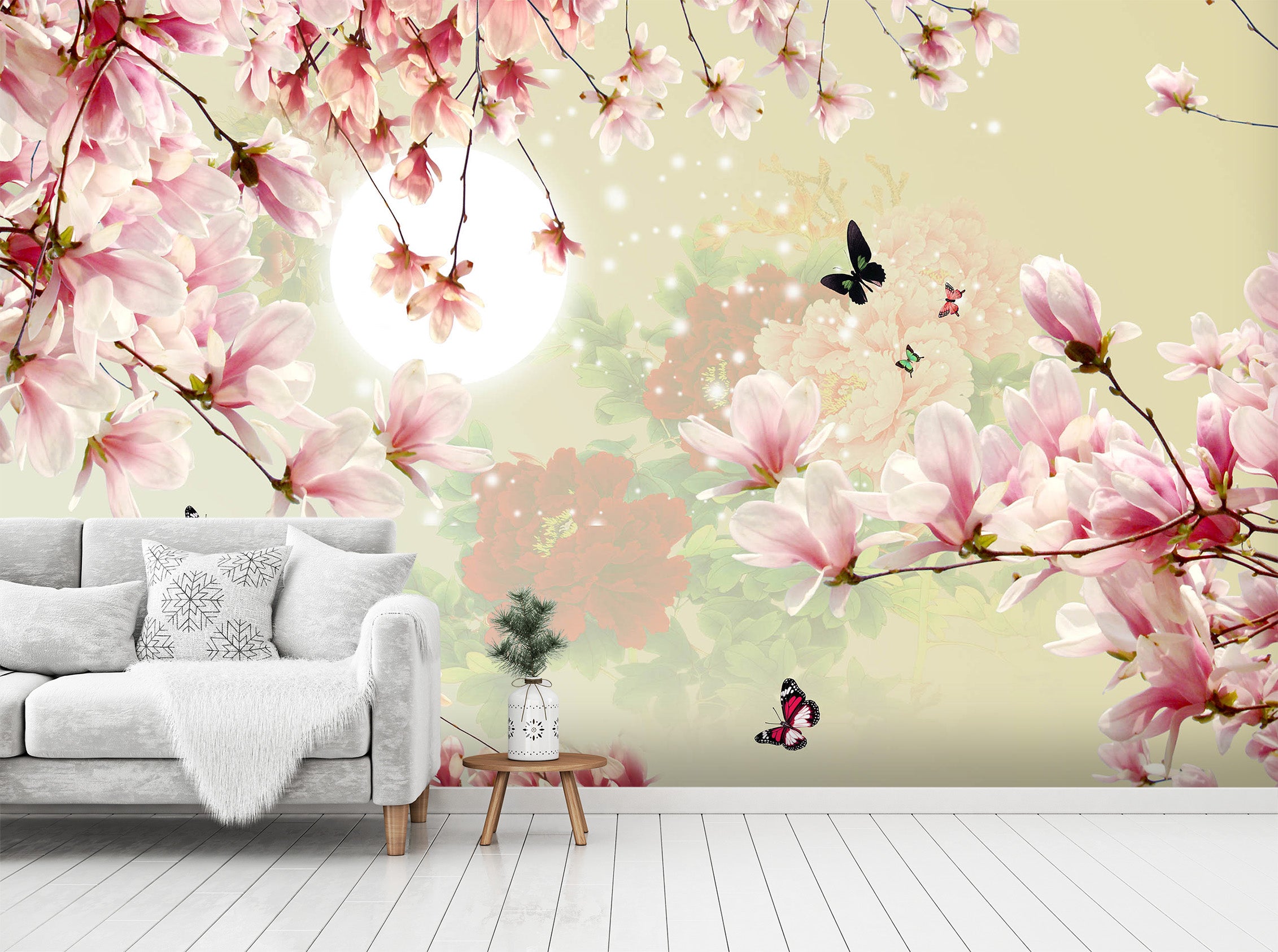 3D Magnolia Moon 1521 Wall Murals