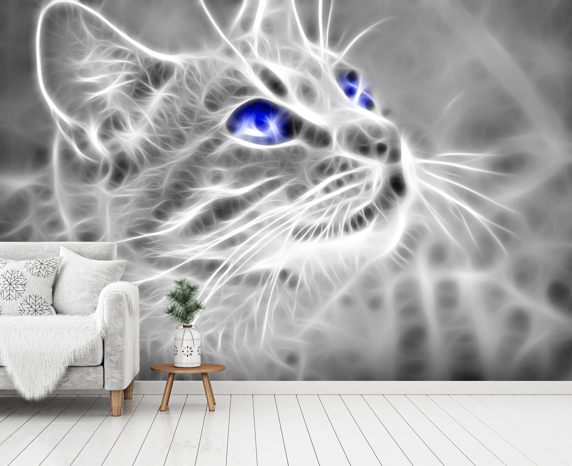 3D Blue Eyes Cat 437 Wall Murals