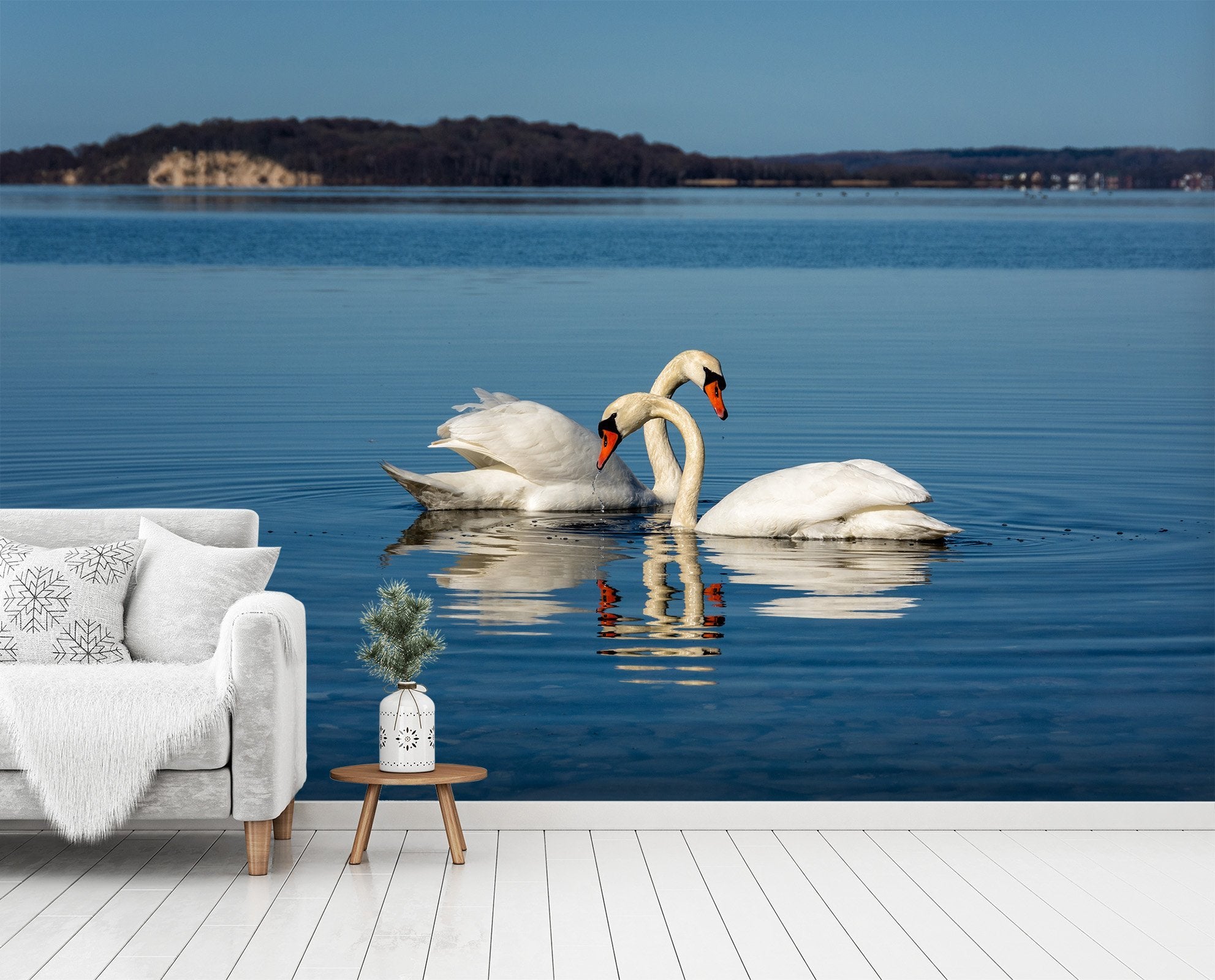 3D Playful Swan 238 Wallpaper AJ Wallpaper 