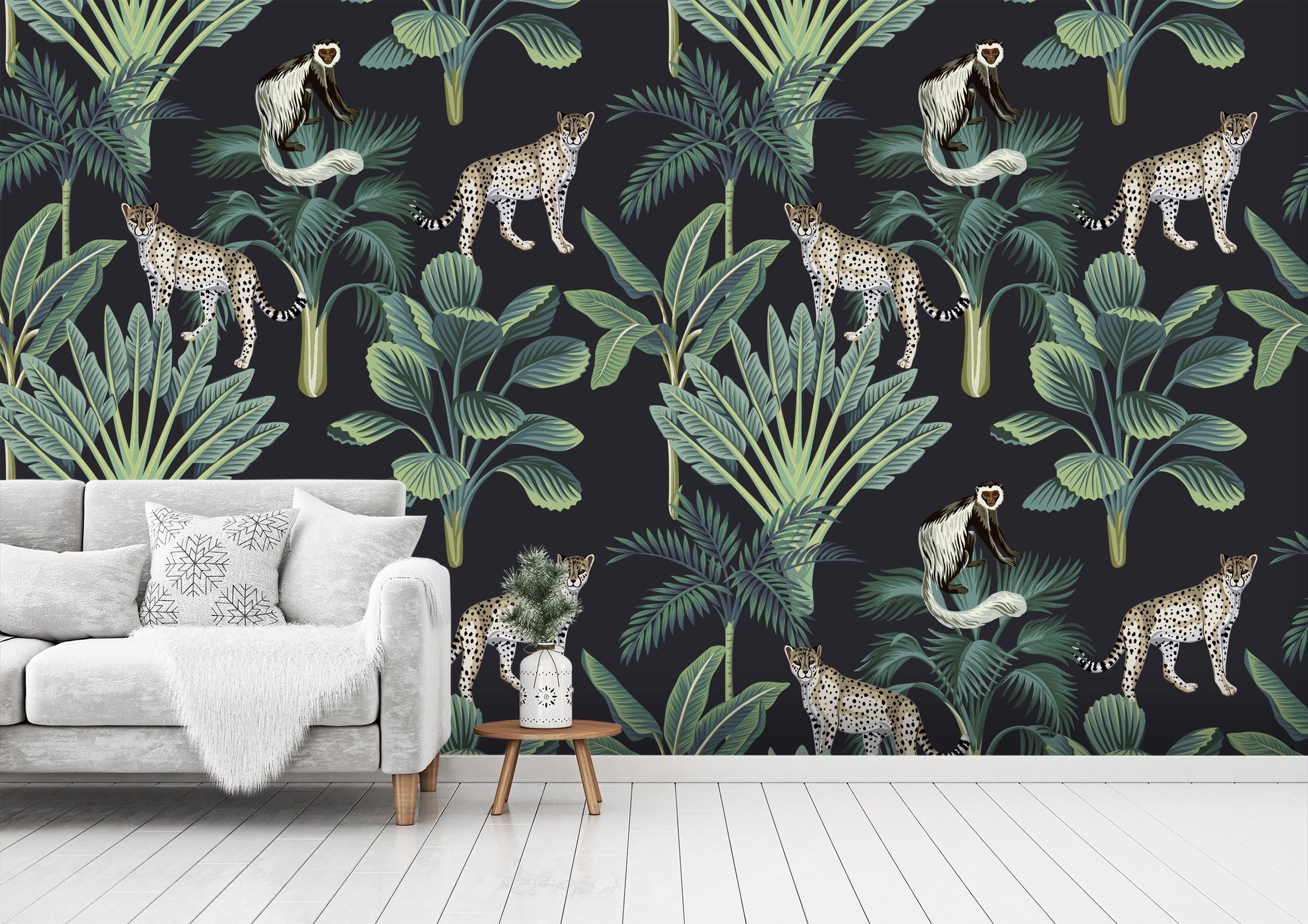 3D Leopard Dish Plant Wall 231 Wallpaper AJ Wallpaper 2 