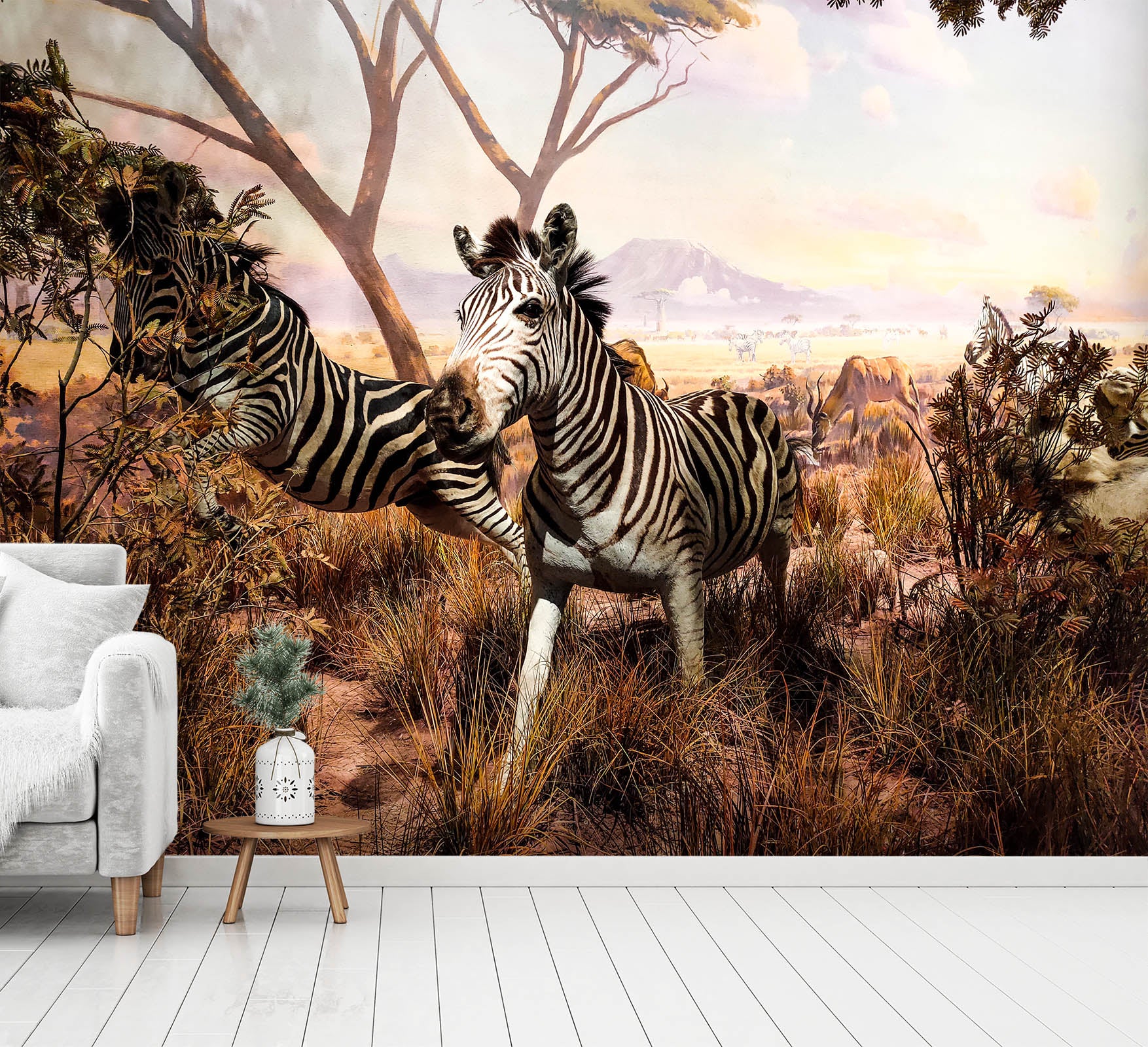 3D Zebra Grass 421 Wall Murals