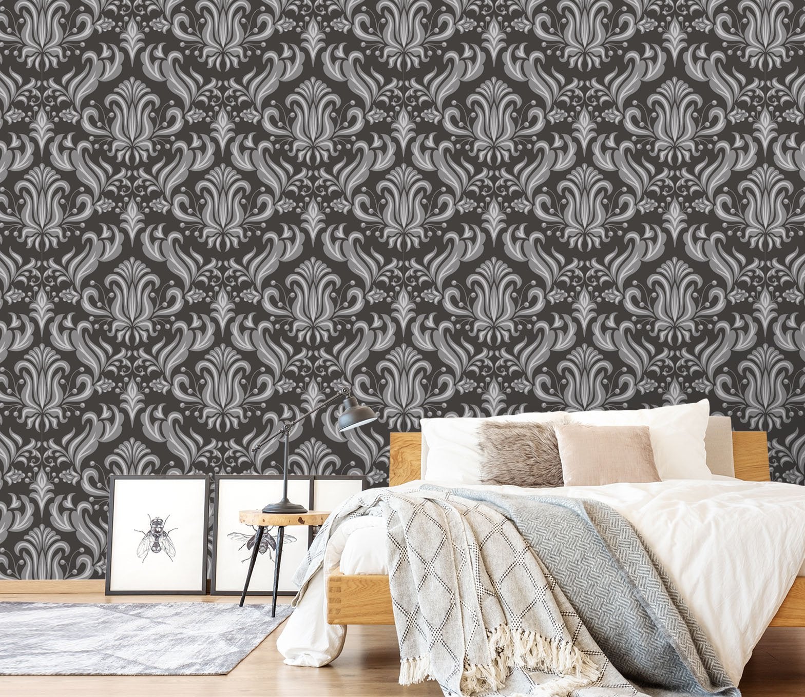 3D Black Flower Pattern 290 Wallpaper AJ Wallpaper 