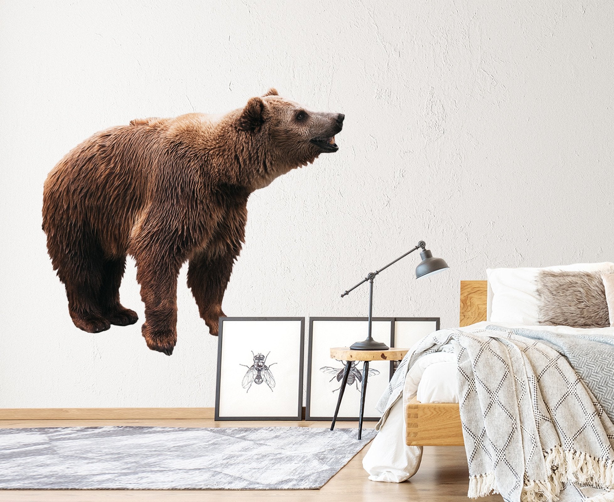 3D Brown Bear Screaming 112 Animals Wall Stickers Wallpaper AJ Wallpaper 