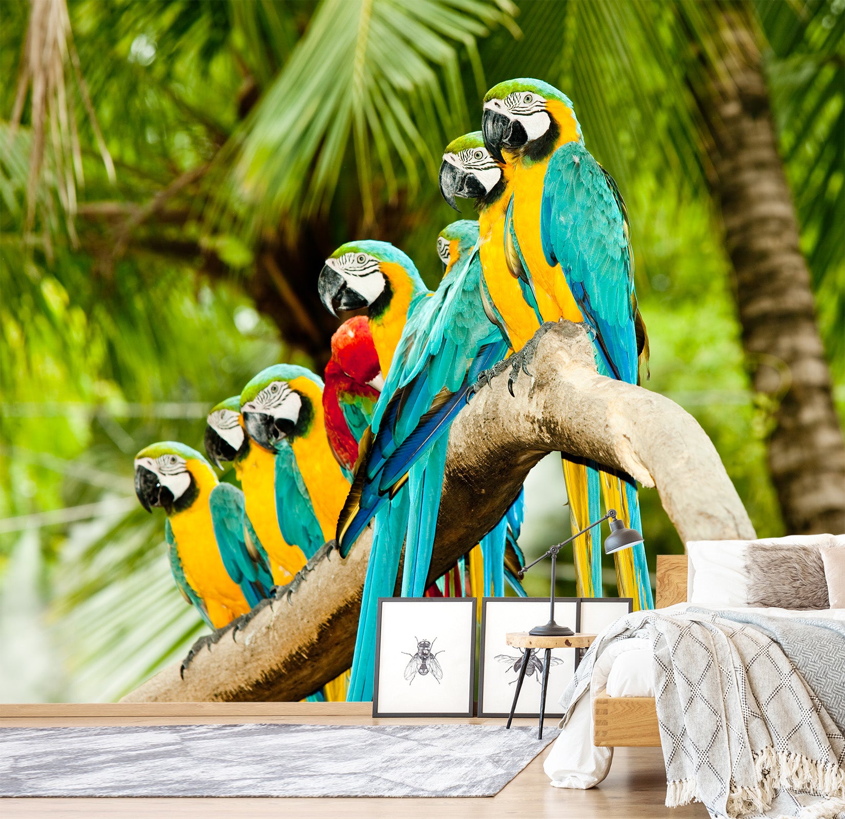 3D Blue Parrot 440 Wall Murals
