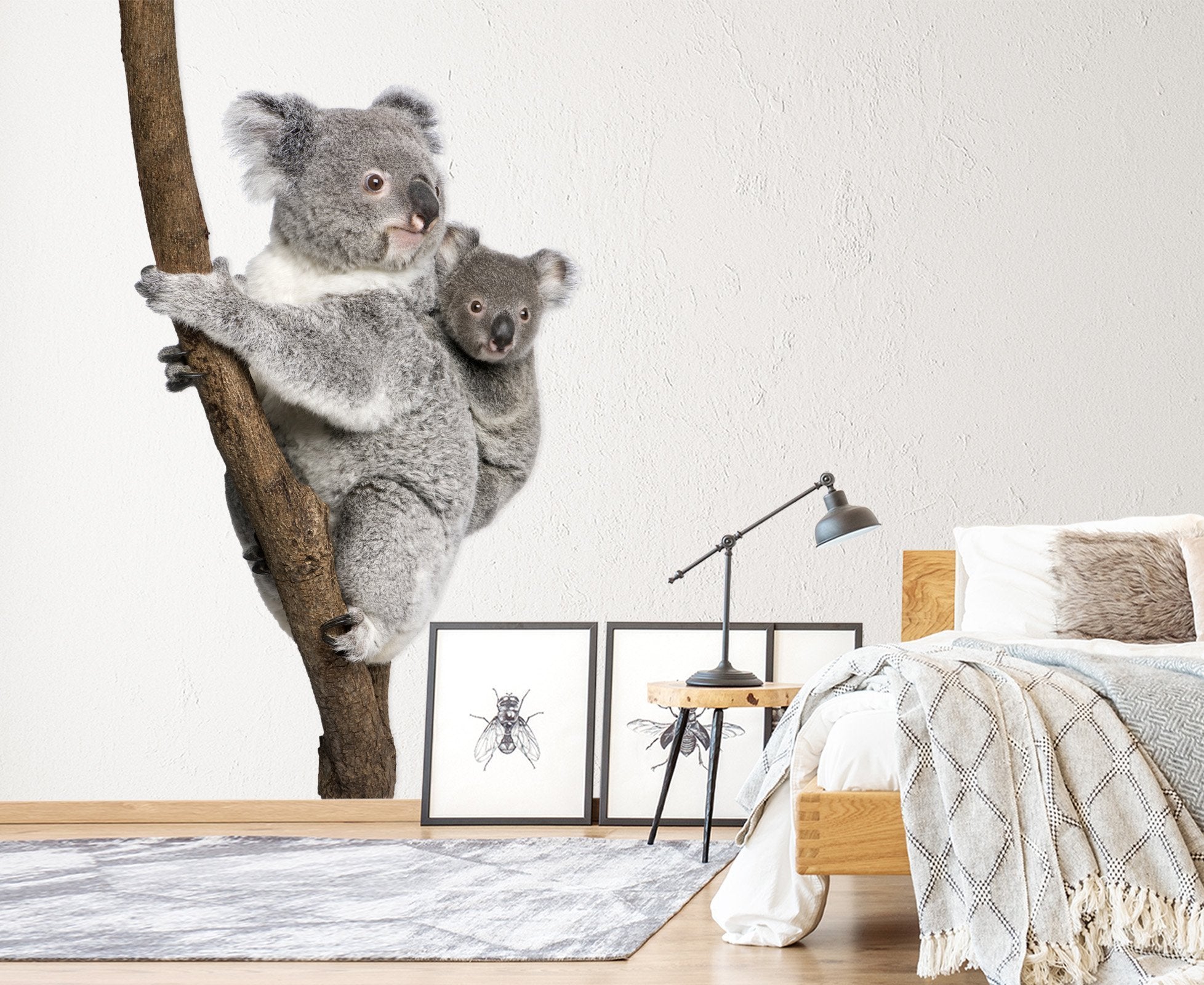3D Koala Back Baby 189 Animals Wall Stickers Wallpaper AJ Wallpaper 