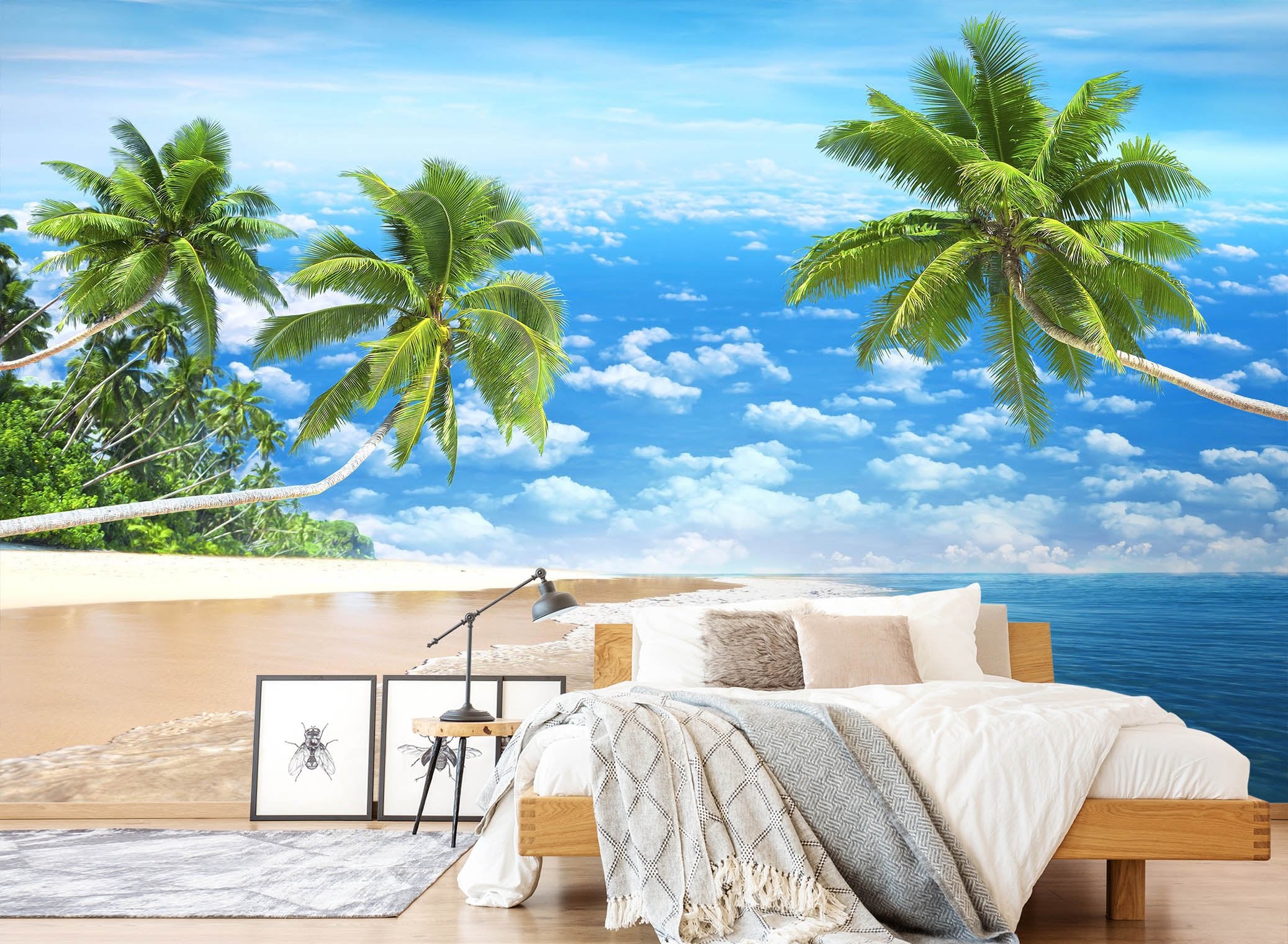 3D Beach White Clouds 107 Wall Murals Wallpaper AJ Wallpaper 2 
