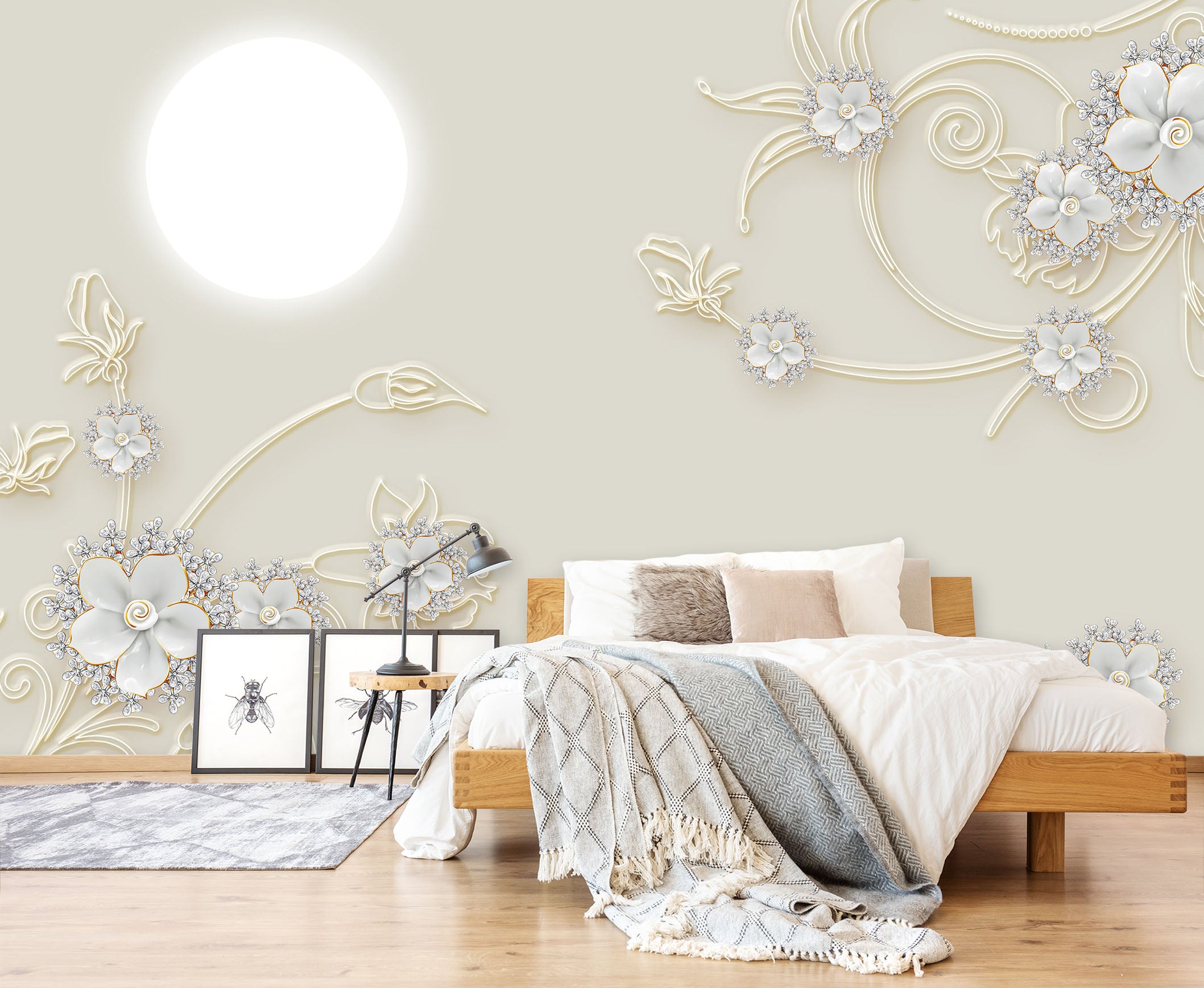 3D Moon Flower 1592 Wall Murals