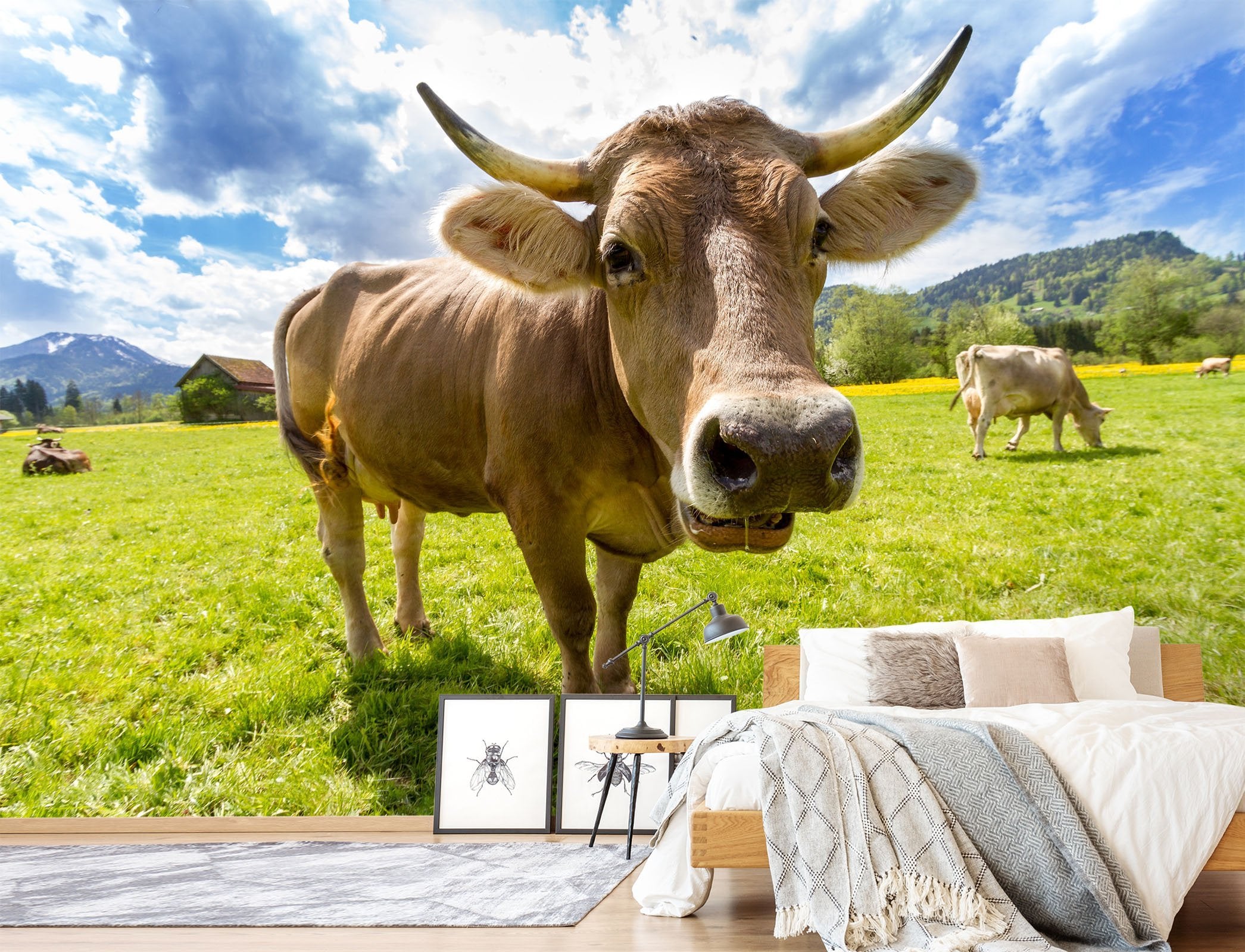 3D Prairie Cow 128 Wallpaper AJ Wallpaper 