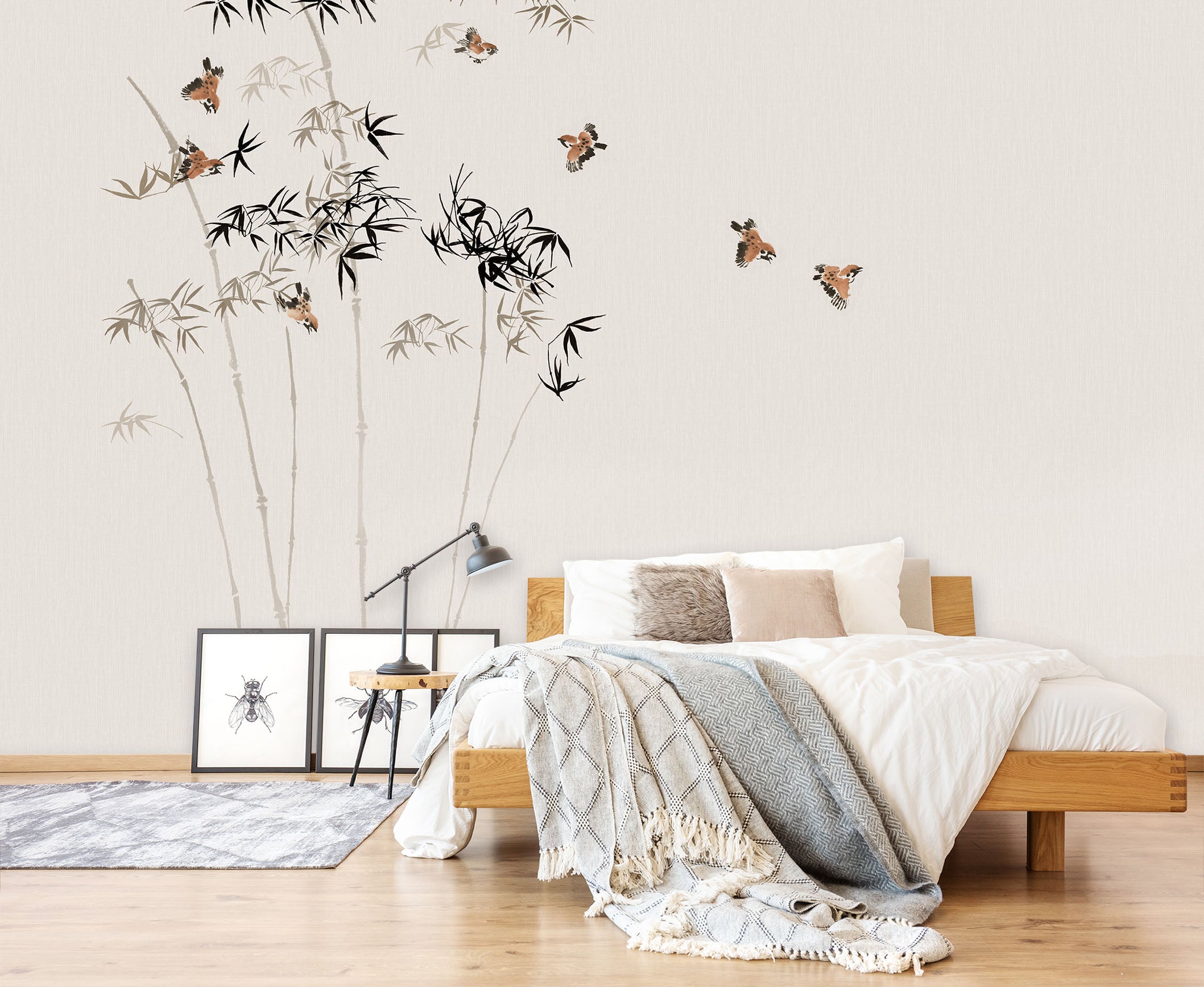 3D Bamboo Forest Flying Bird 1626 Wall Murals