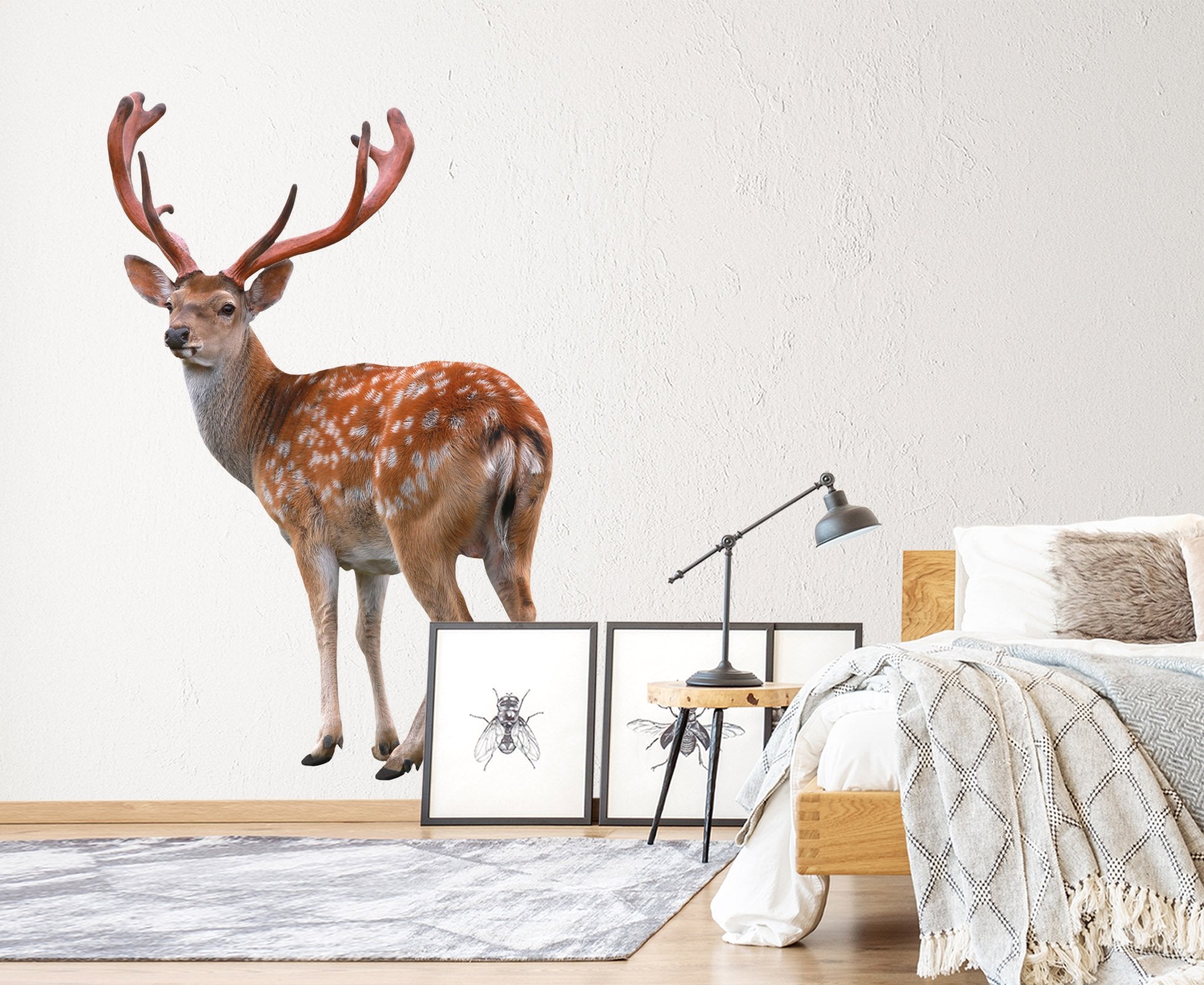 3D Sika Deer Turning Head 127 Animals Wall Stickers Wallpaper AJ Wallpaper 