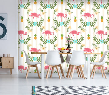 3D Flower Leaf Flamingo 452 Wallpaper AJ Wallpaper 