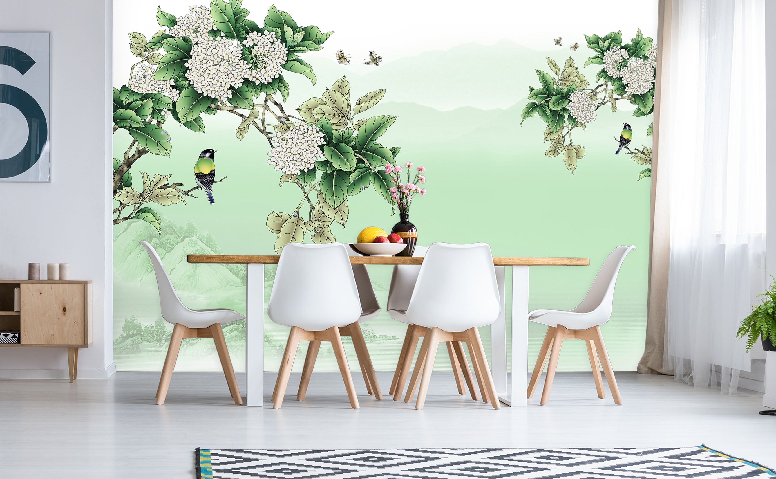3D Flower Bird 1593 Wall Murals