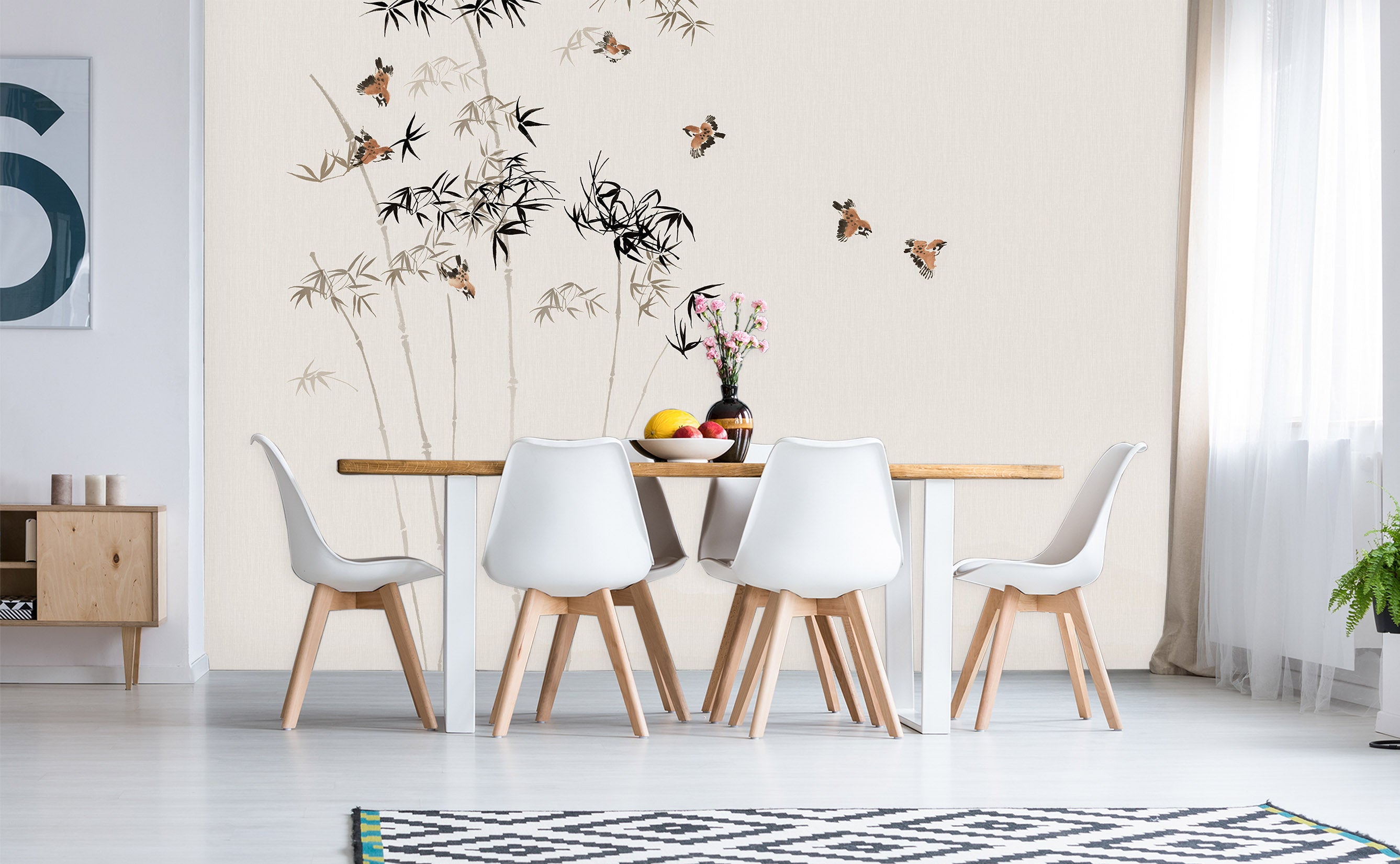 3D Bamboo Forest Flying Bird 1626 Wall Murals