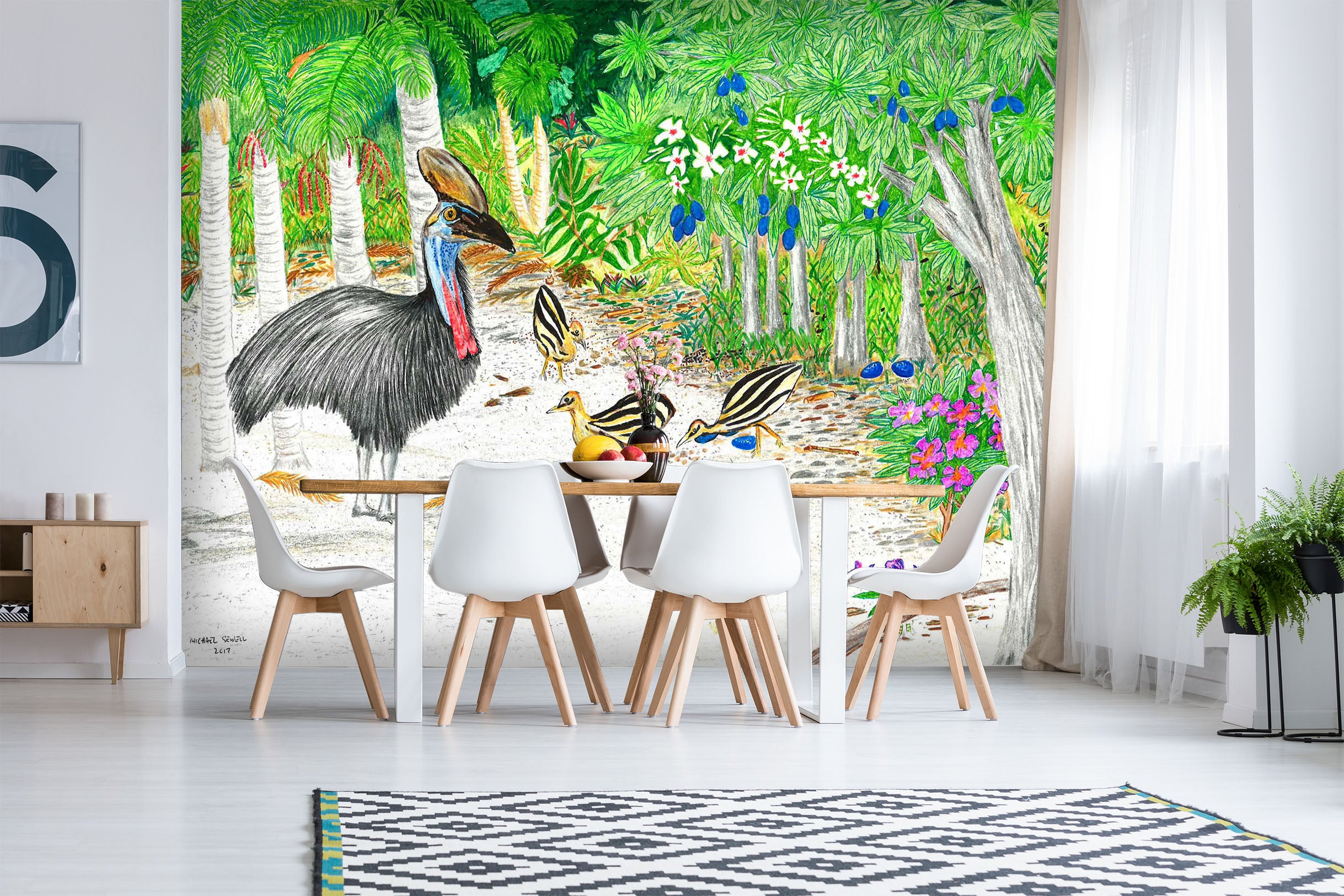 3D Forest Ostrich 1403 Michael Sewell Wall Mural Wall Murals