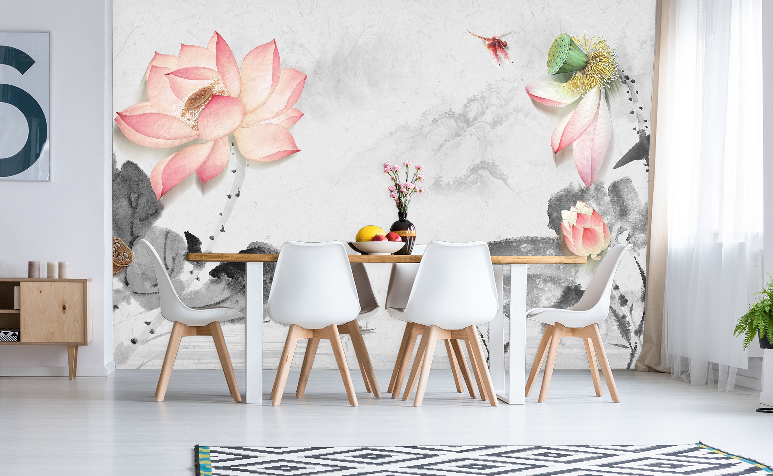 3D Pink Lotus 1469 Wall Murals