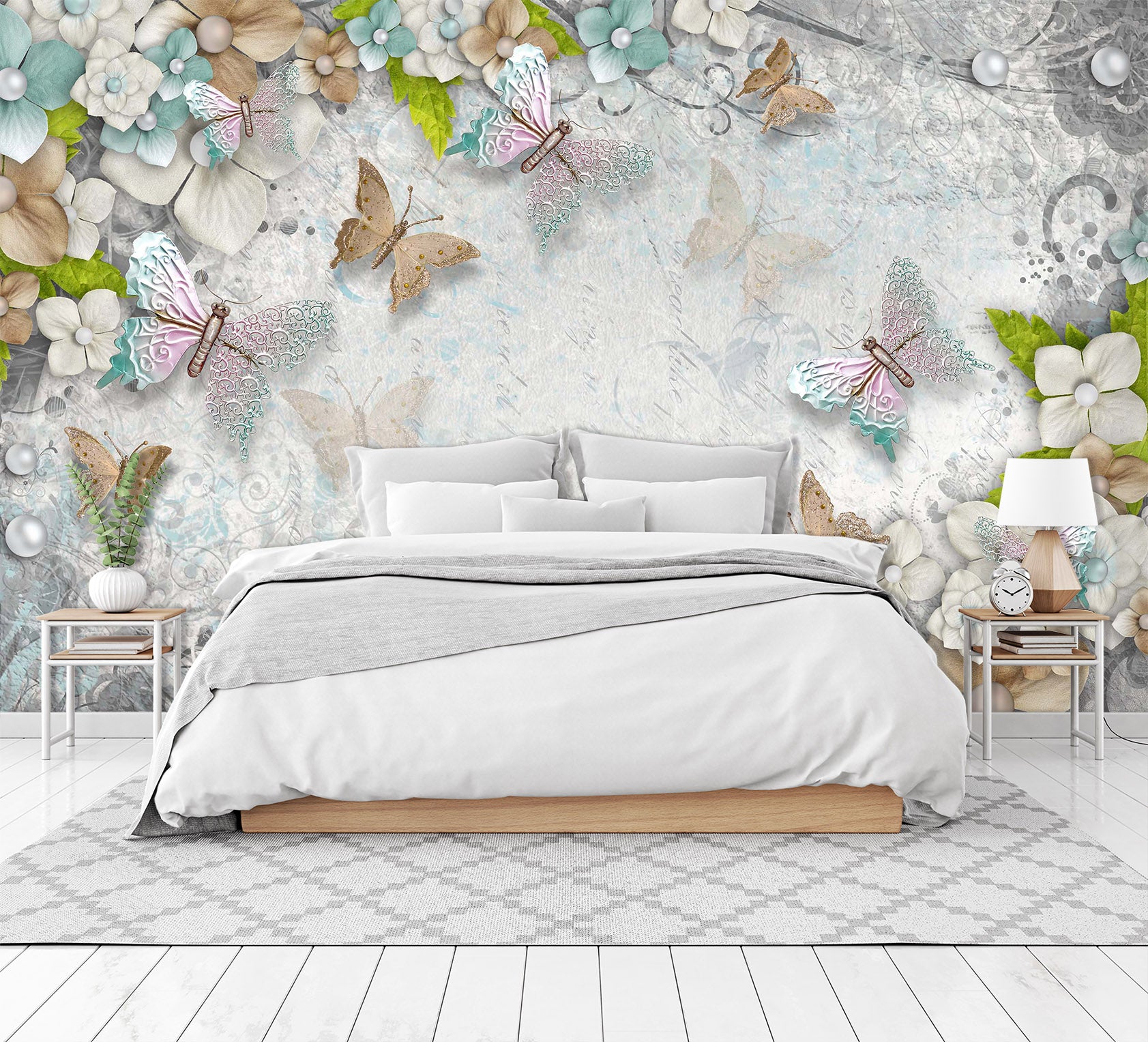 3D Butterfly Flower 1602 Wall Murals