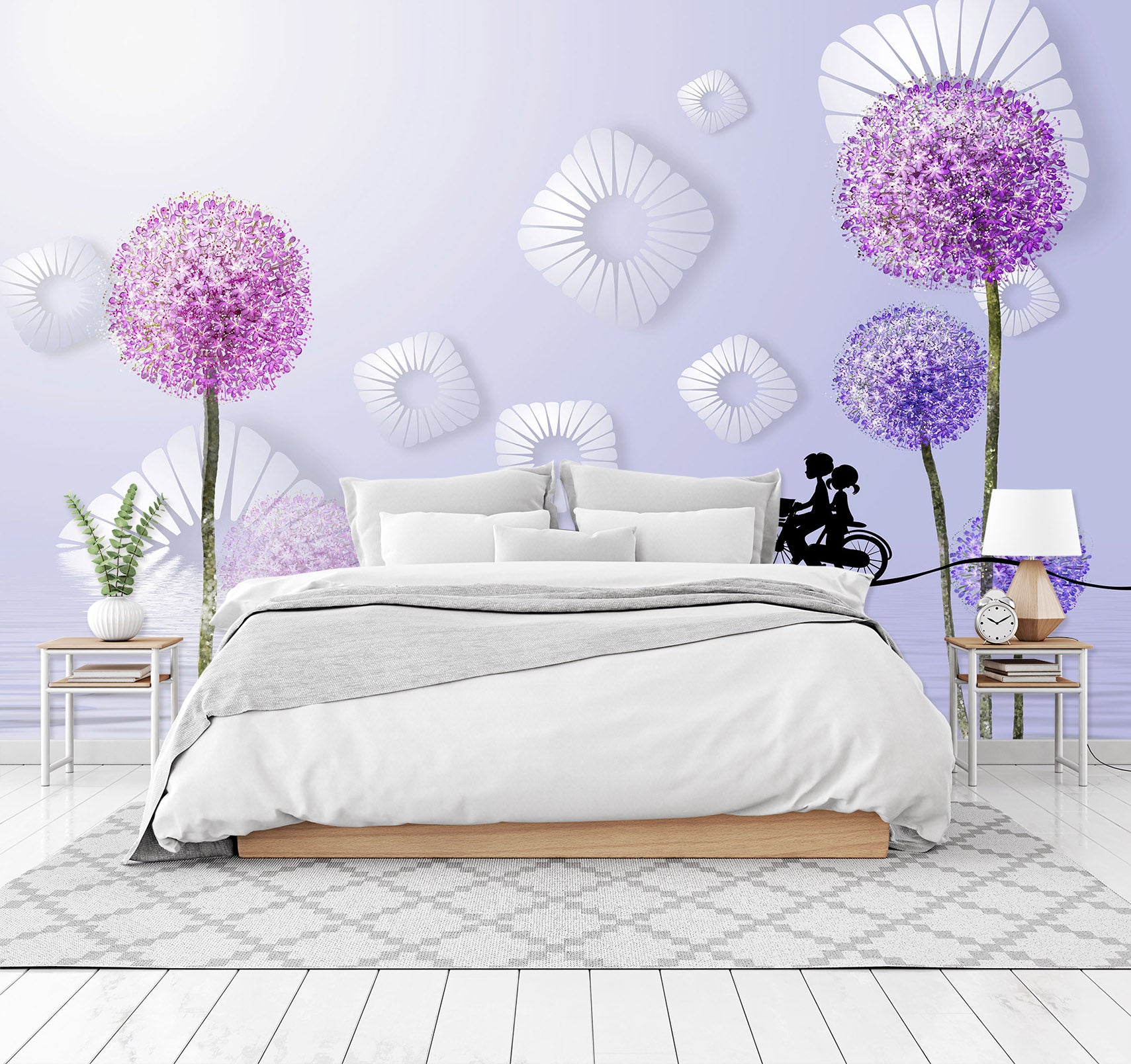 3D Purple Dandelion 1542 Wall Murals