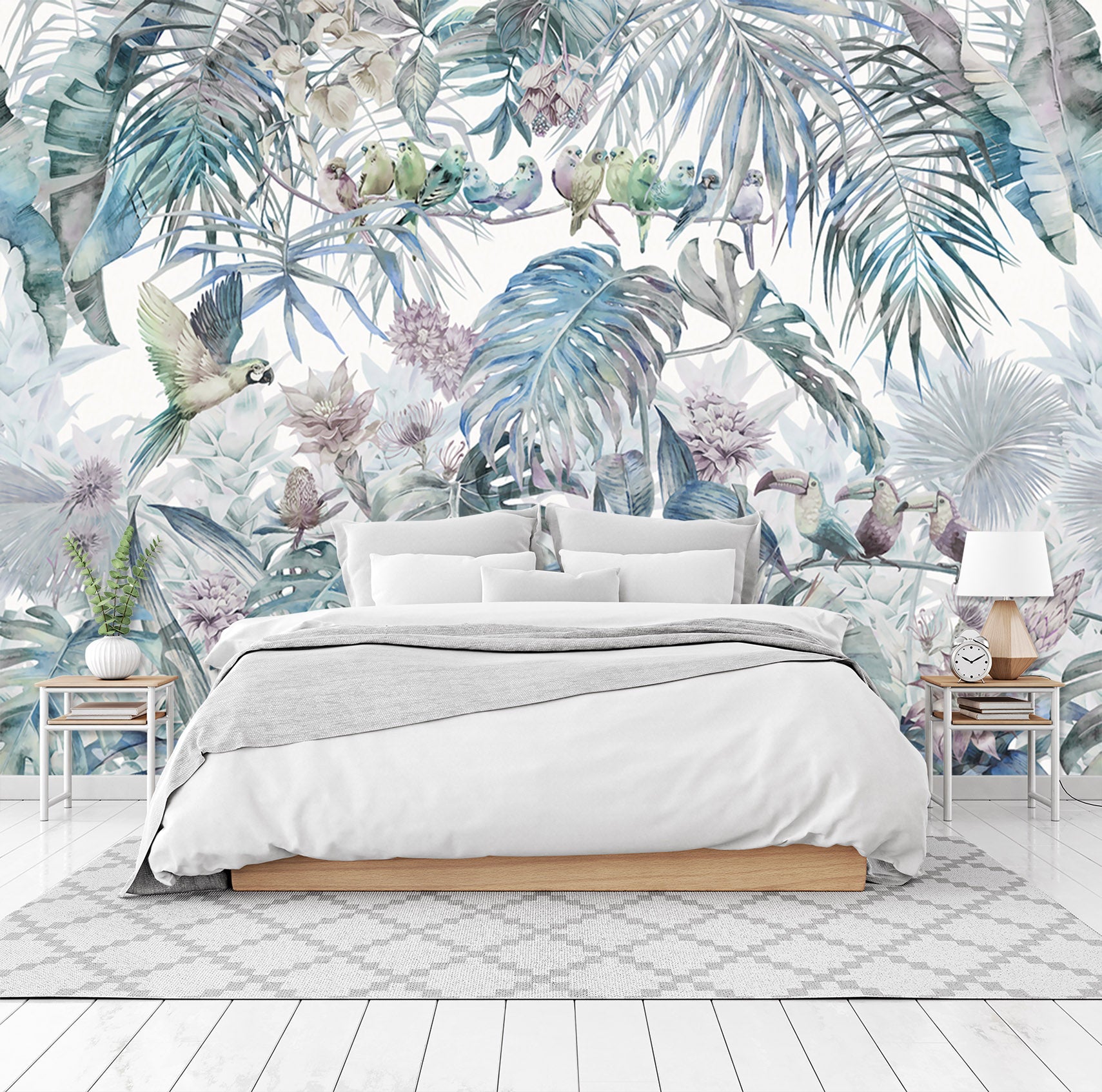 3D Green Bird Forest 1571 Wall Murals