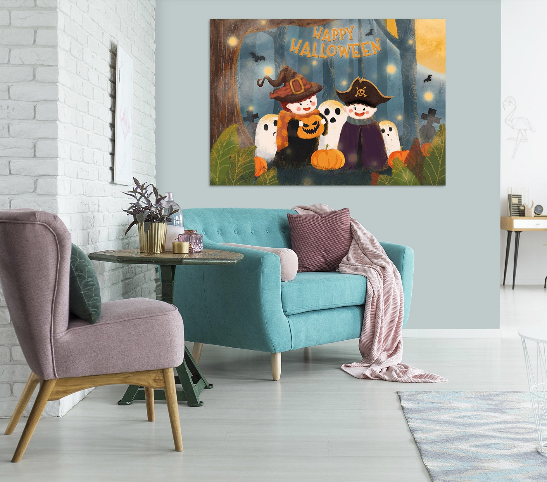 3D Cute Kid Pumpkin 019 Halloween Wall Stickers Wallpaper AJ Wallpaper 2 