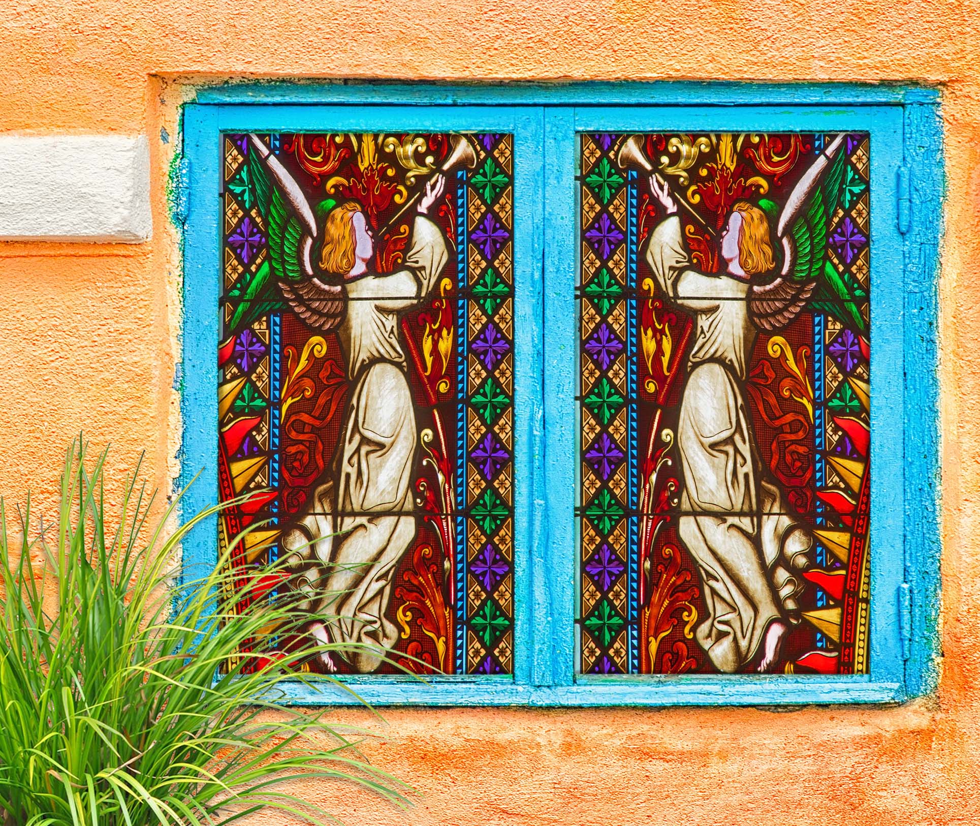 3D Boy Trumpet 022 Window Film Print Sticker Cling Stained Glass UV Block