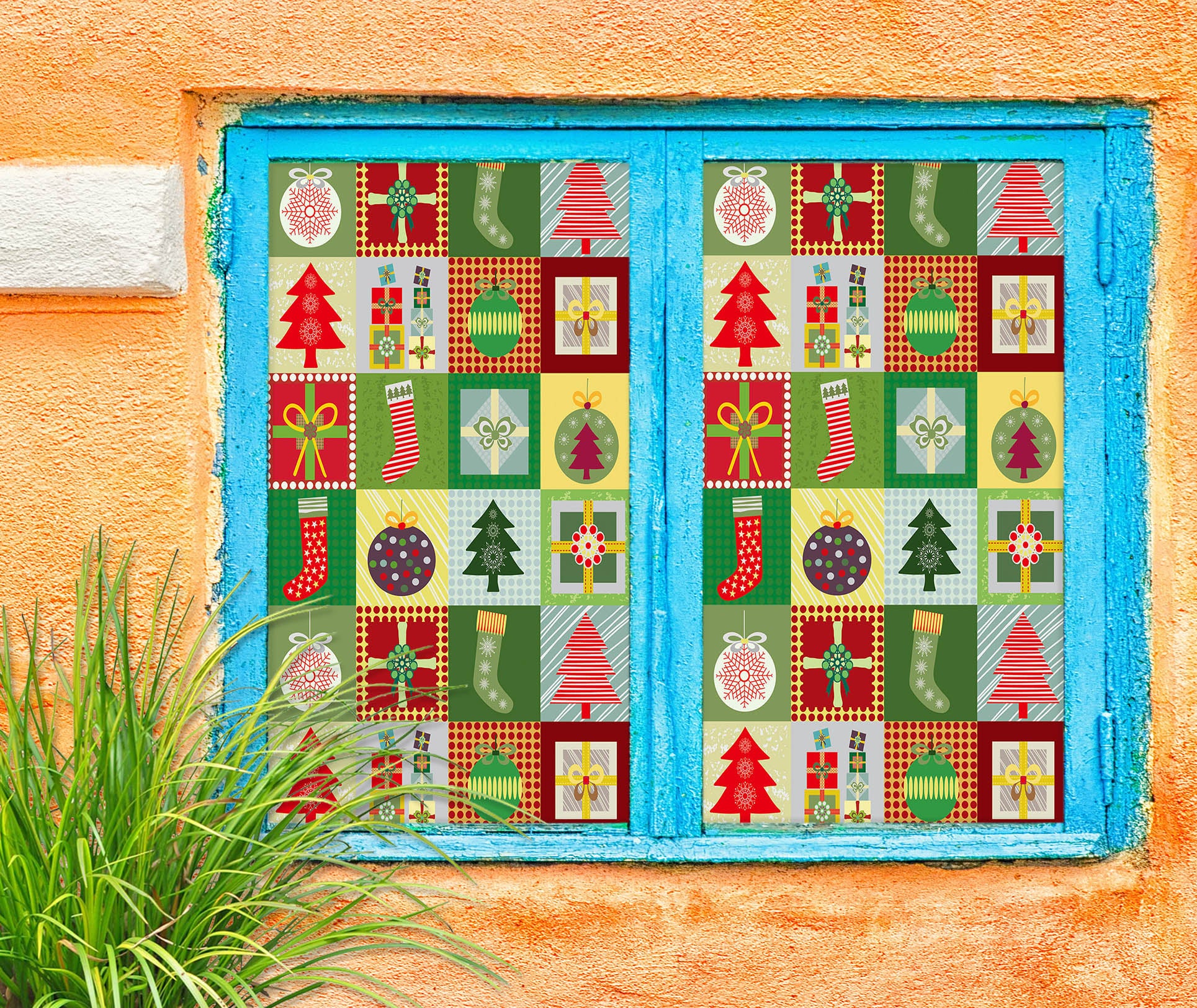 3D Christmas Cube 30071 Christmas Window Film Print Sticker Cling Stained Glass Xmas