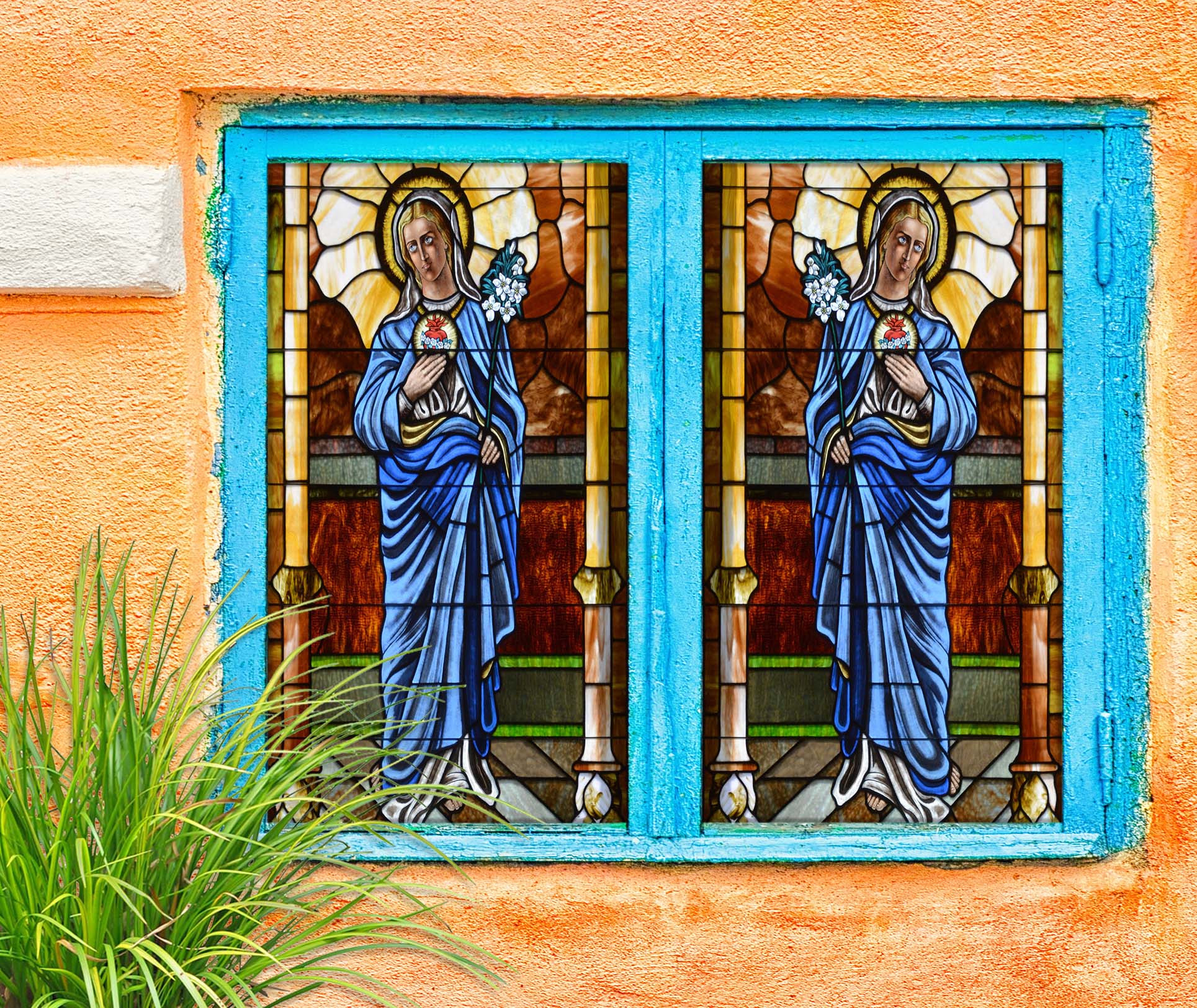 3D Girl Flower 160 Window Film Print Sticker Cling Stained Glass UV Block