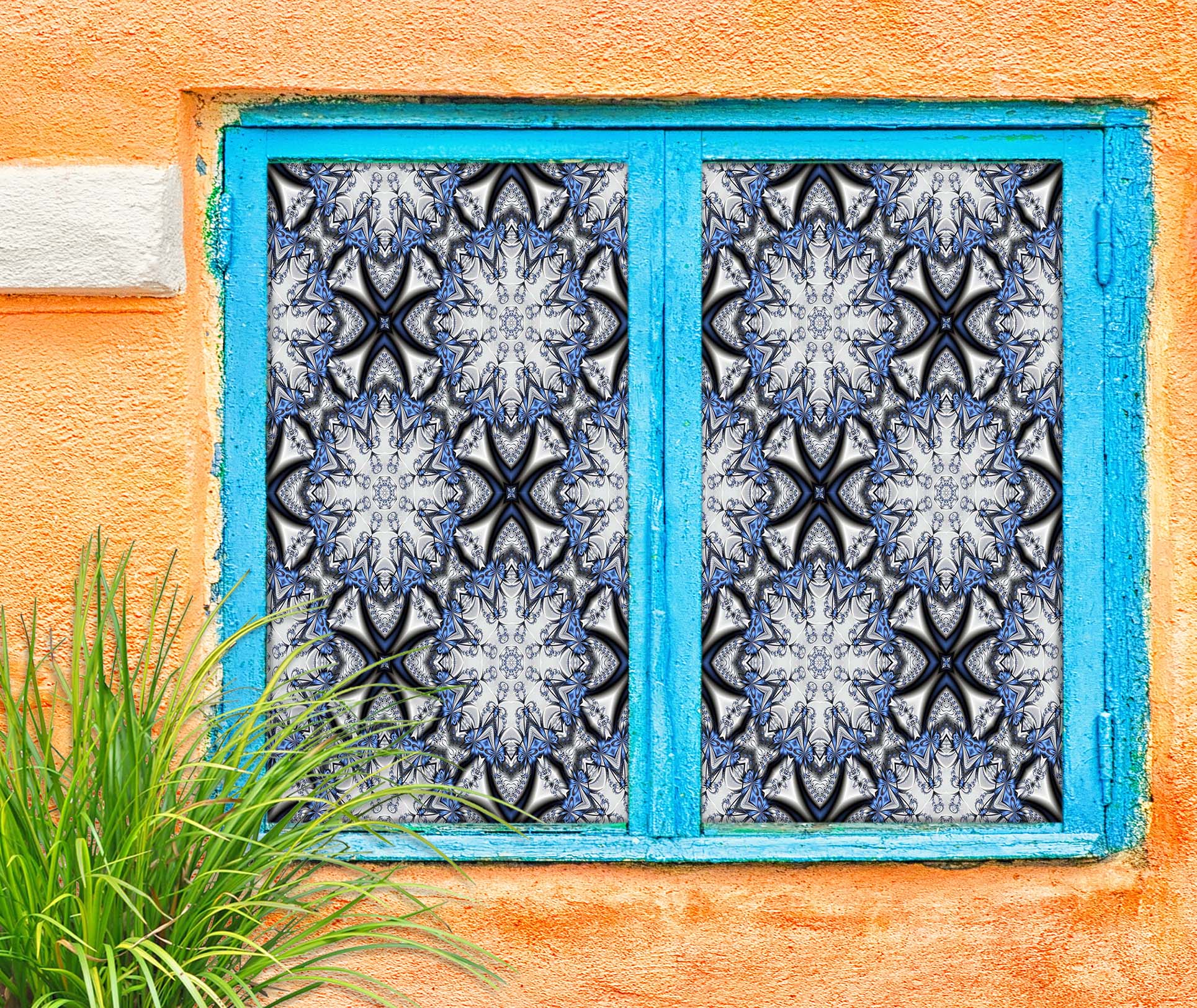 3D Blue Custom 199 Window Film Print Sticker Cling Stained Glass UV Block