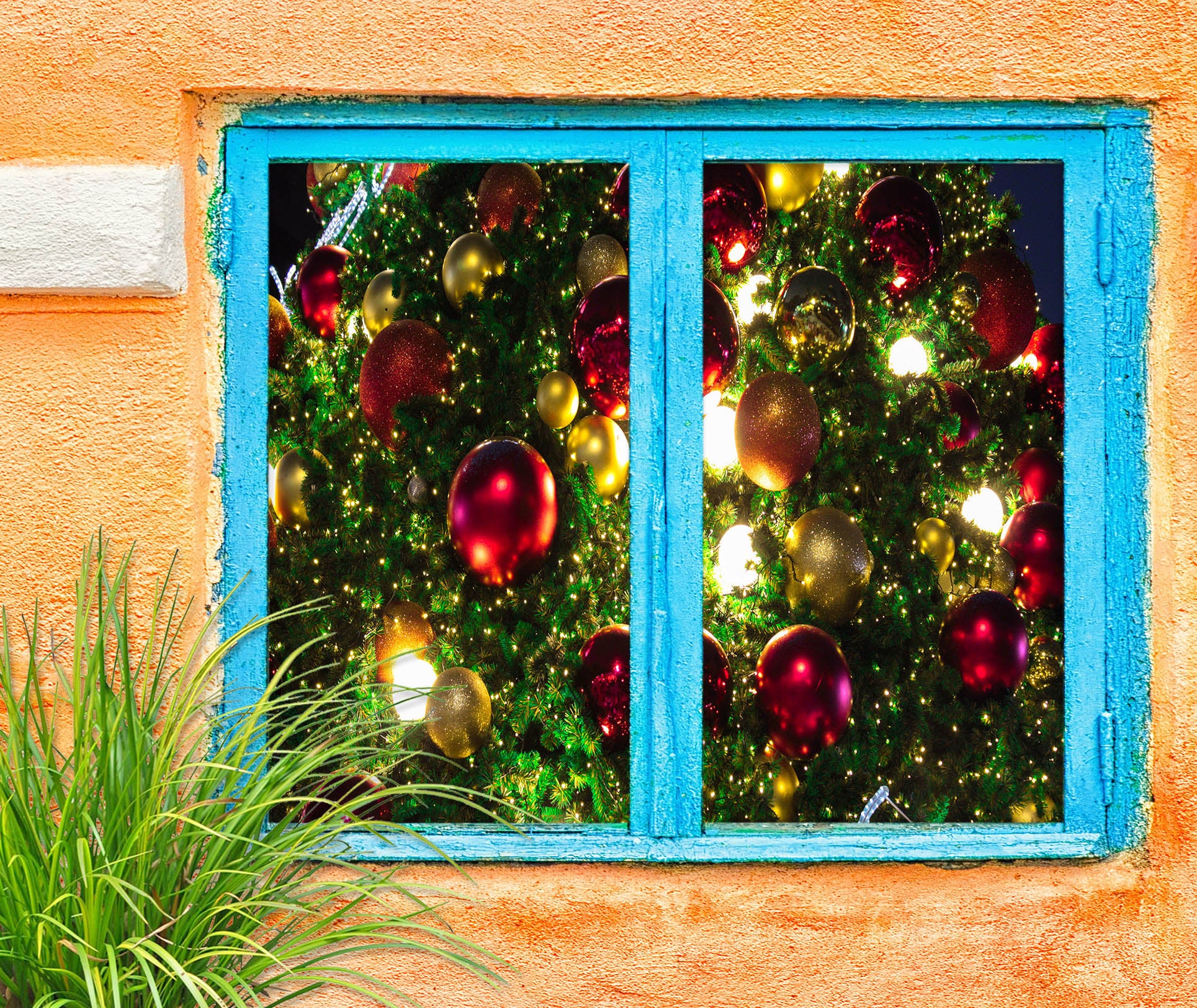 3D Golden Red Ball 30058 Christmas Window Film Print Sticker Cling Stained Glass Xmas