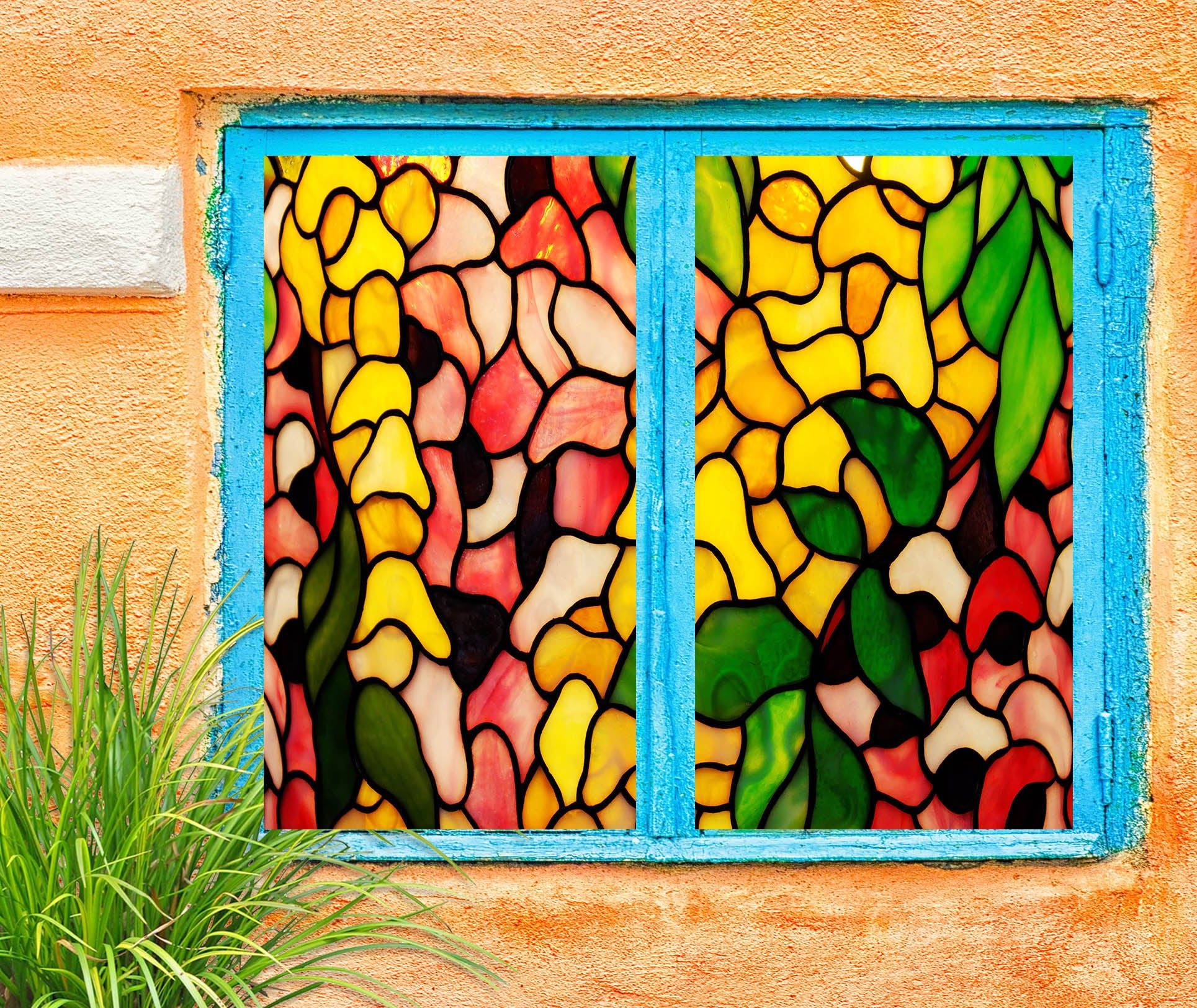 3D Colored Petals 260 Window Film Print Sticker Cling Stained Glass UV Block