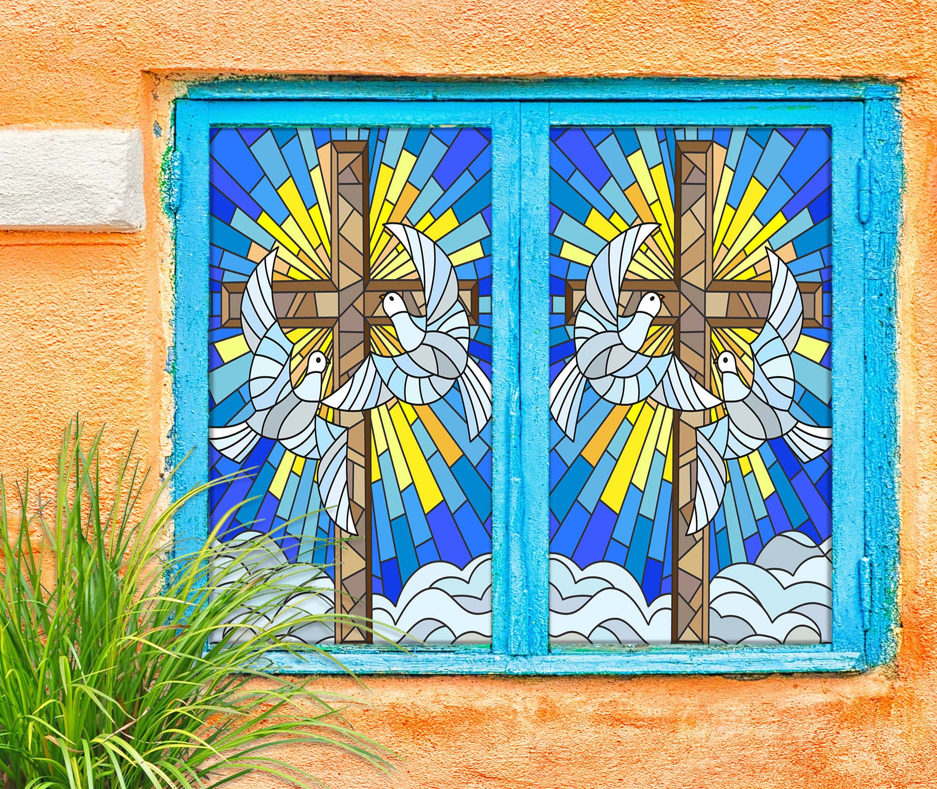 3D Pigeon Graphics 197 Window Film Print Sticker Cling Stained Glass UV Block