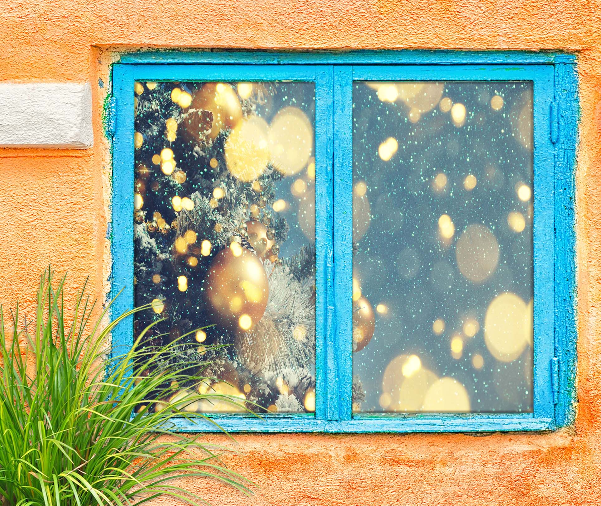 3D Aperture 30111 Christmas Window Film Print Sticker Cling Stained Glass Xmas