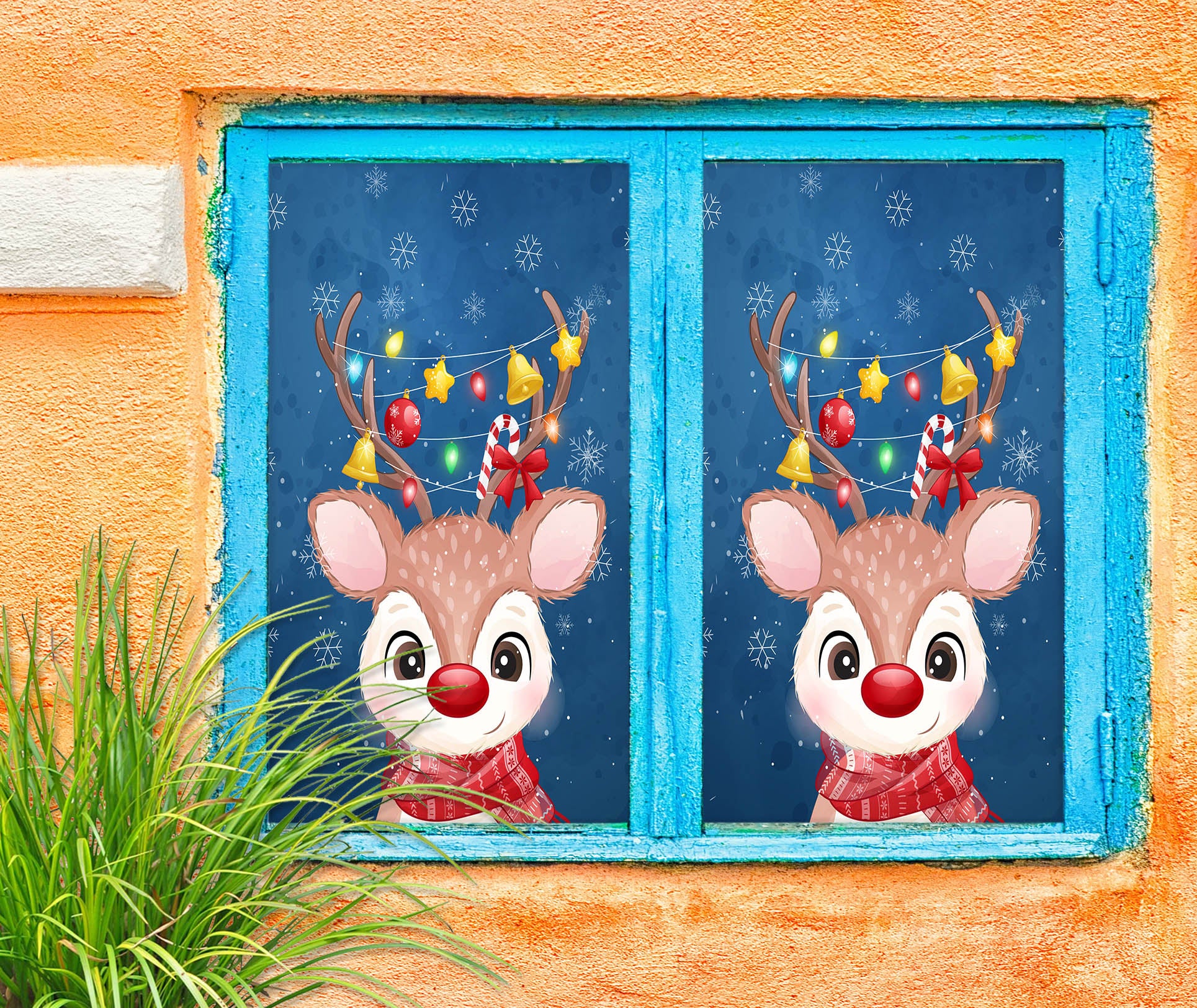 3D Deer 30133 Christmas Window Film Print Sticker Cling Stained Glass Xmas