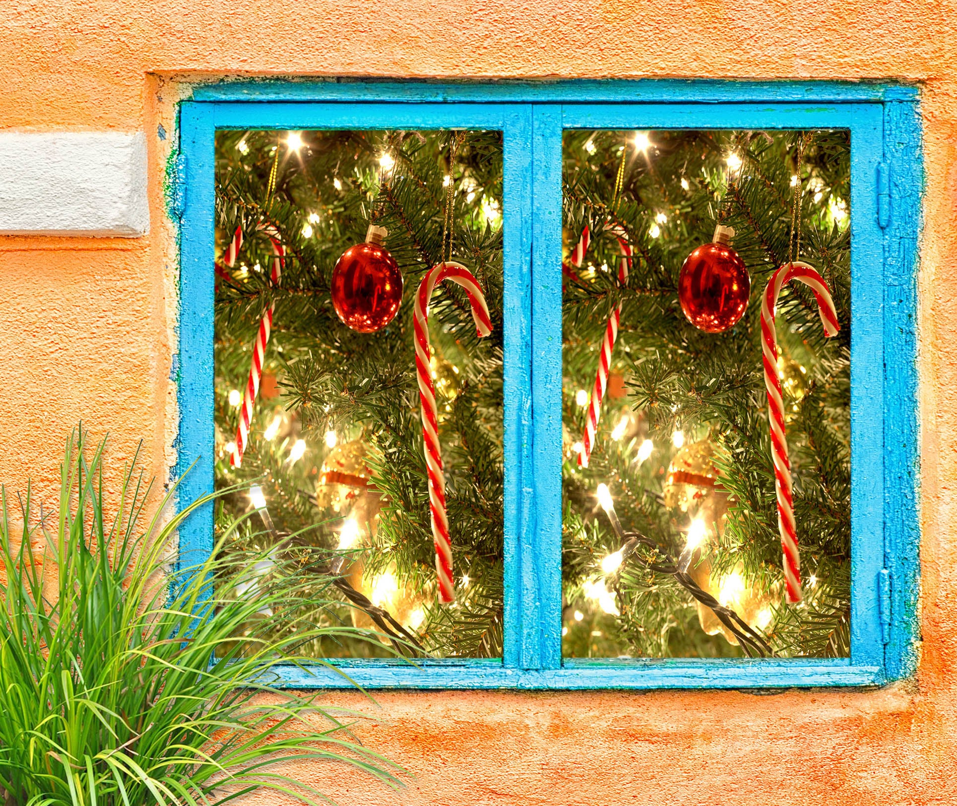 3D Candy Cane Pendant 30064 Christmas Window Film Print Sticker Cling Stained Glass Xmas