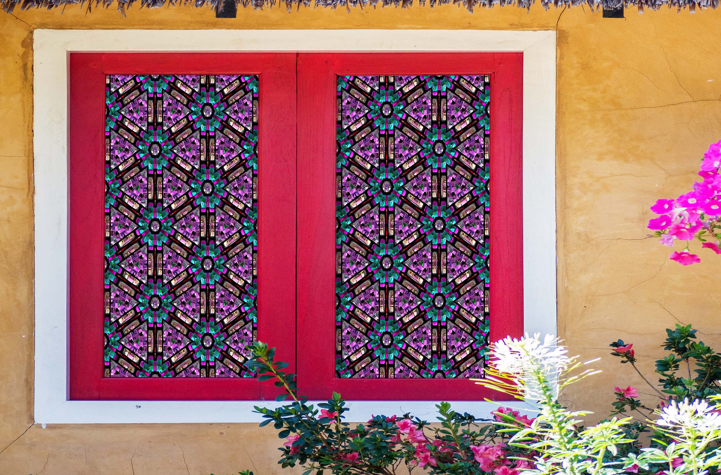 3D Crystal Flower 323 Window Film Print Sticker Cling Stained Glass UV Block