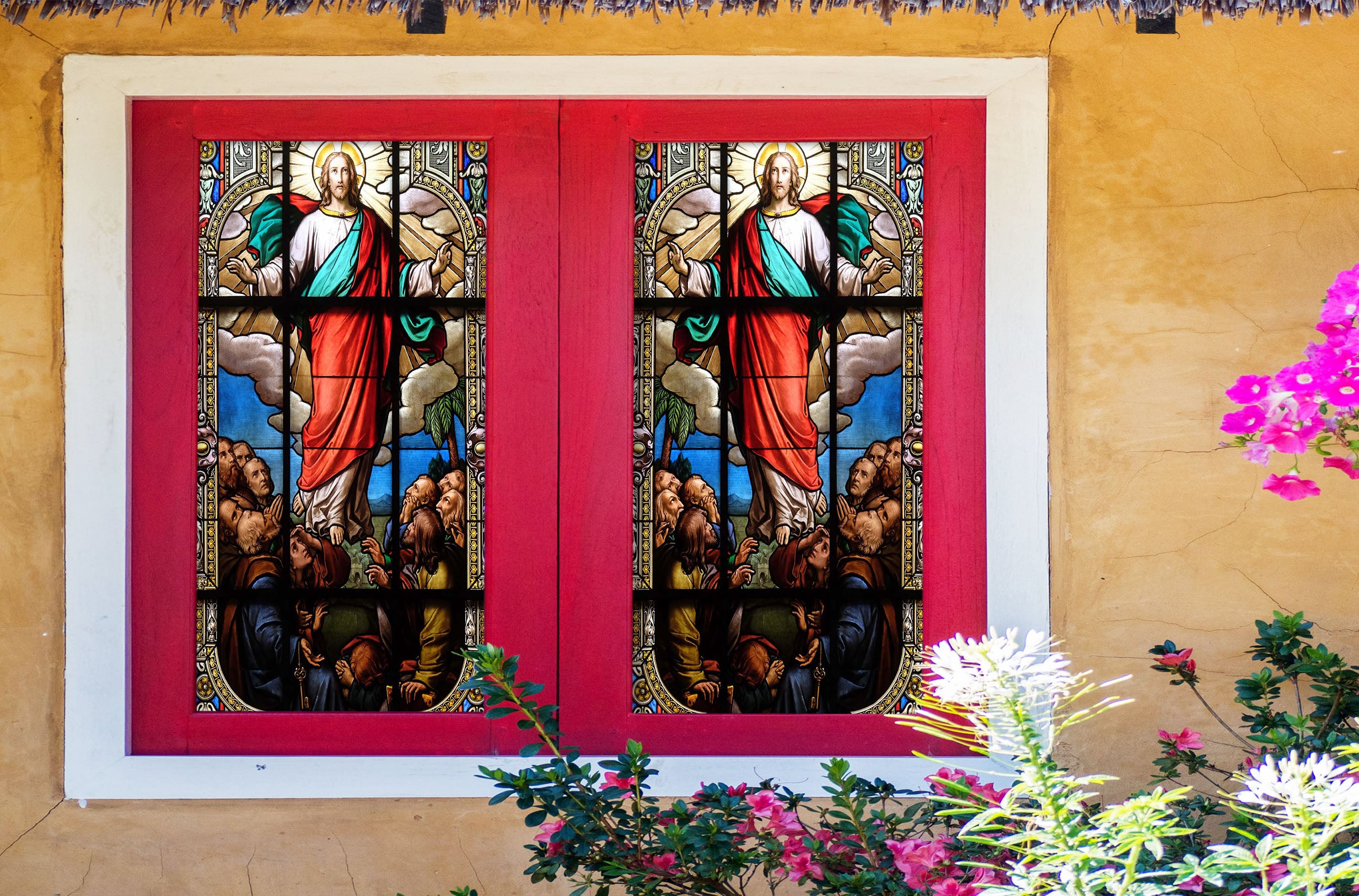 3D God Religion 232 Window Film Print Sticker Cling Stained Glass UV Block