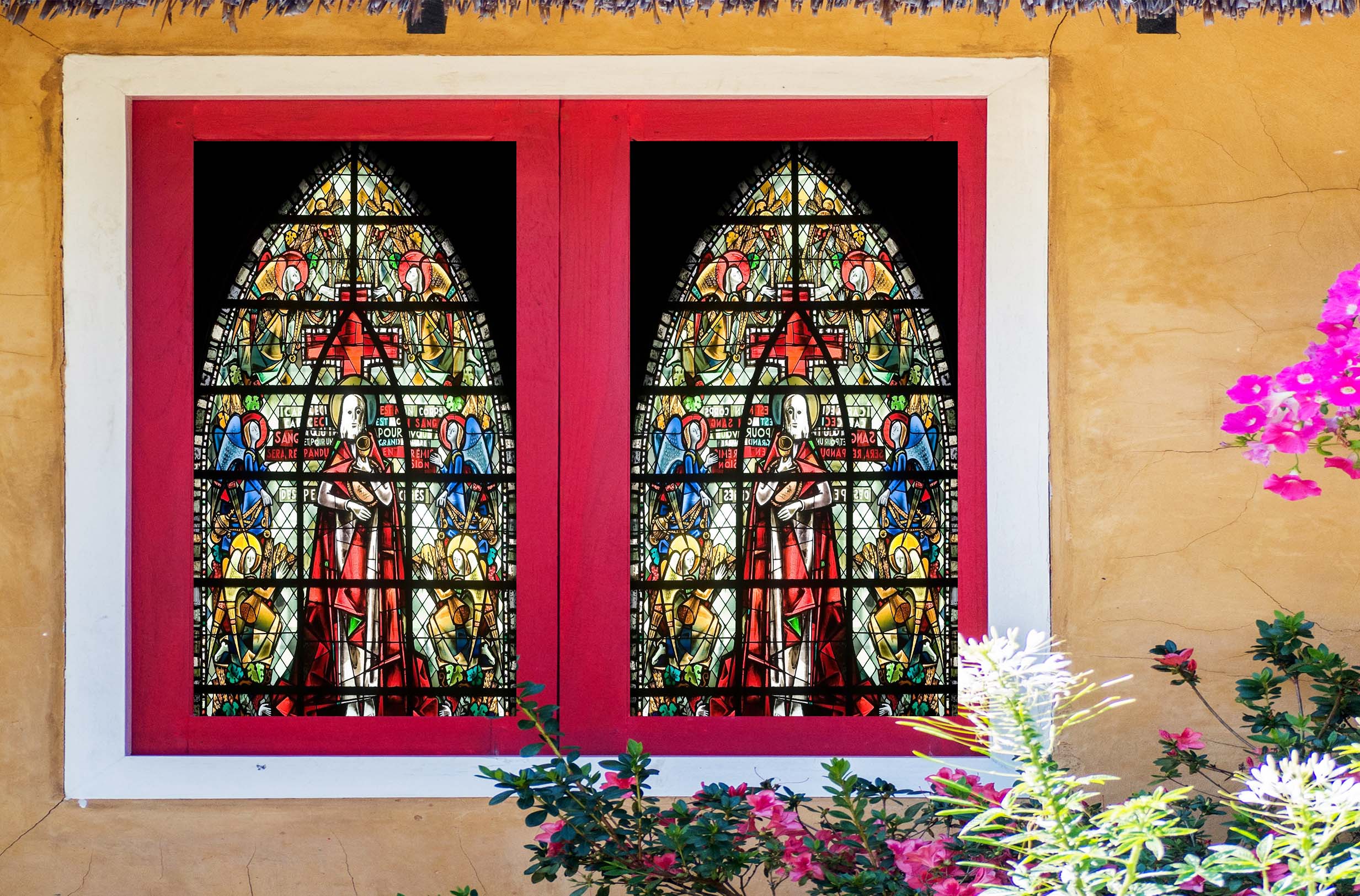 3D Religious Vase 259 Window Film Print Sticker Cling Stained Glass UV Block