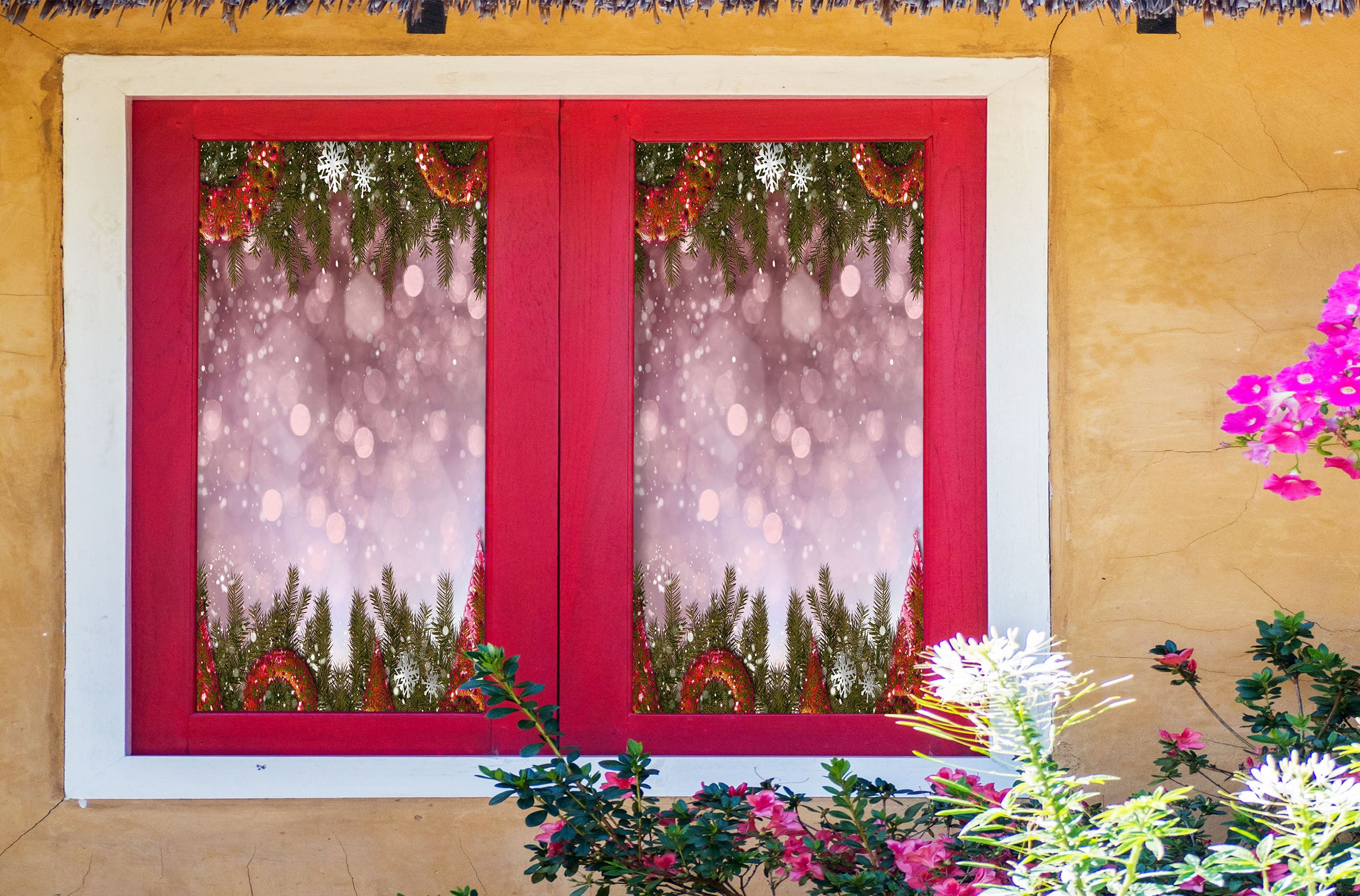 3D Branches 31041 Christmas Window Film Print Sticker Cling Stained Glass Xmas