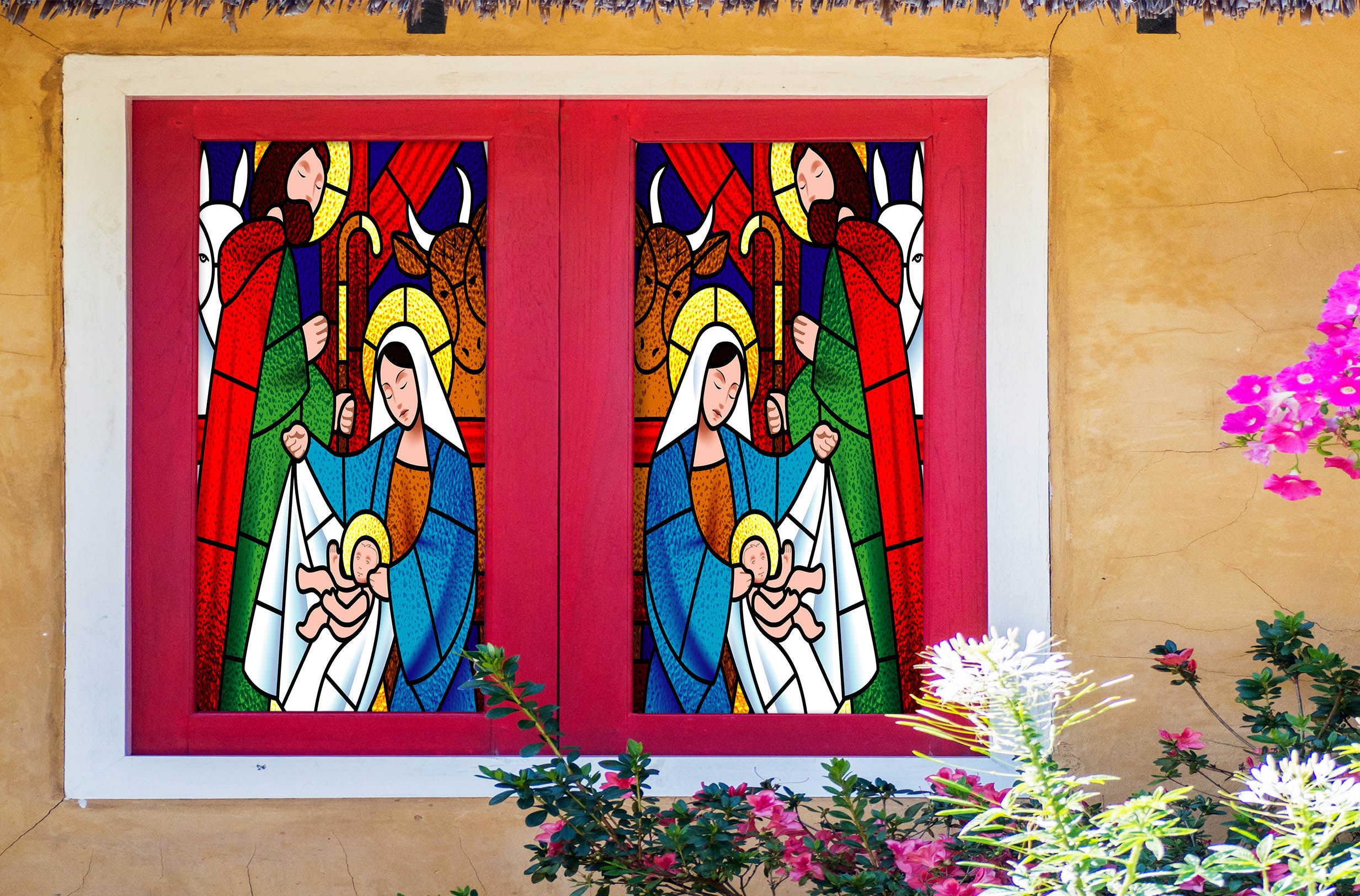 3D Women Baby 133 Window Film Print Sticker Cling Stained Glass UV Block