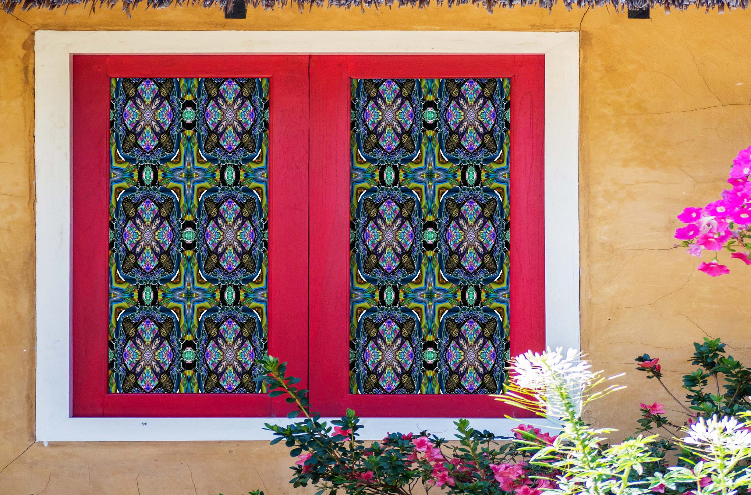 3D Modern Art Flower 342 Window Film Print Sticker Cling Stained Glass UV Block