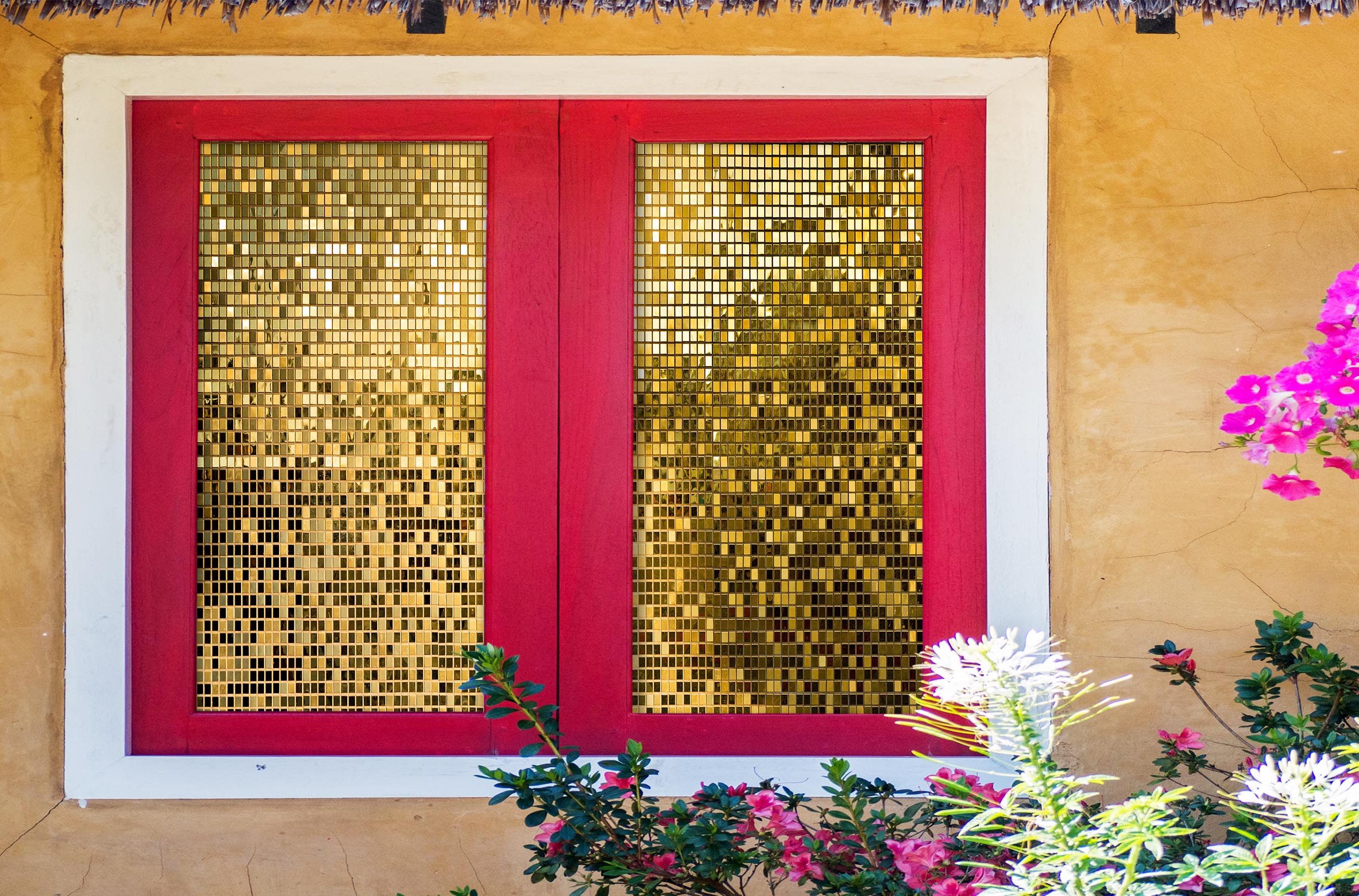 3D Golden Square 195 Window Film Print Sticker Cling Stained Glass UV Block