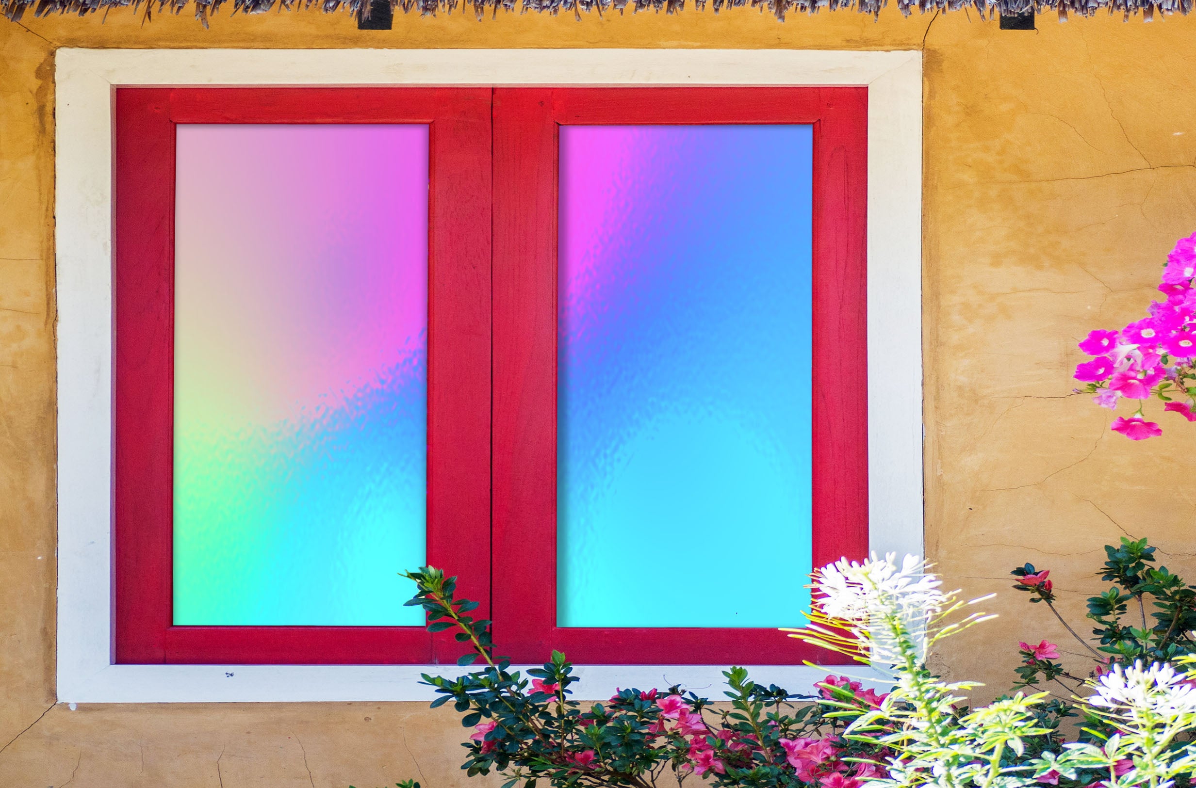 3D Blue Gradient 214 Window Film Print Sticker Cling Stained Glass UV Block