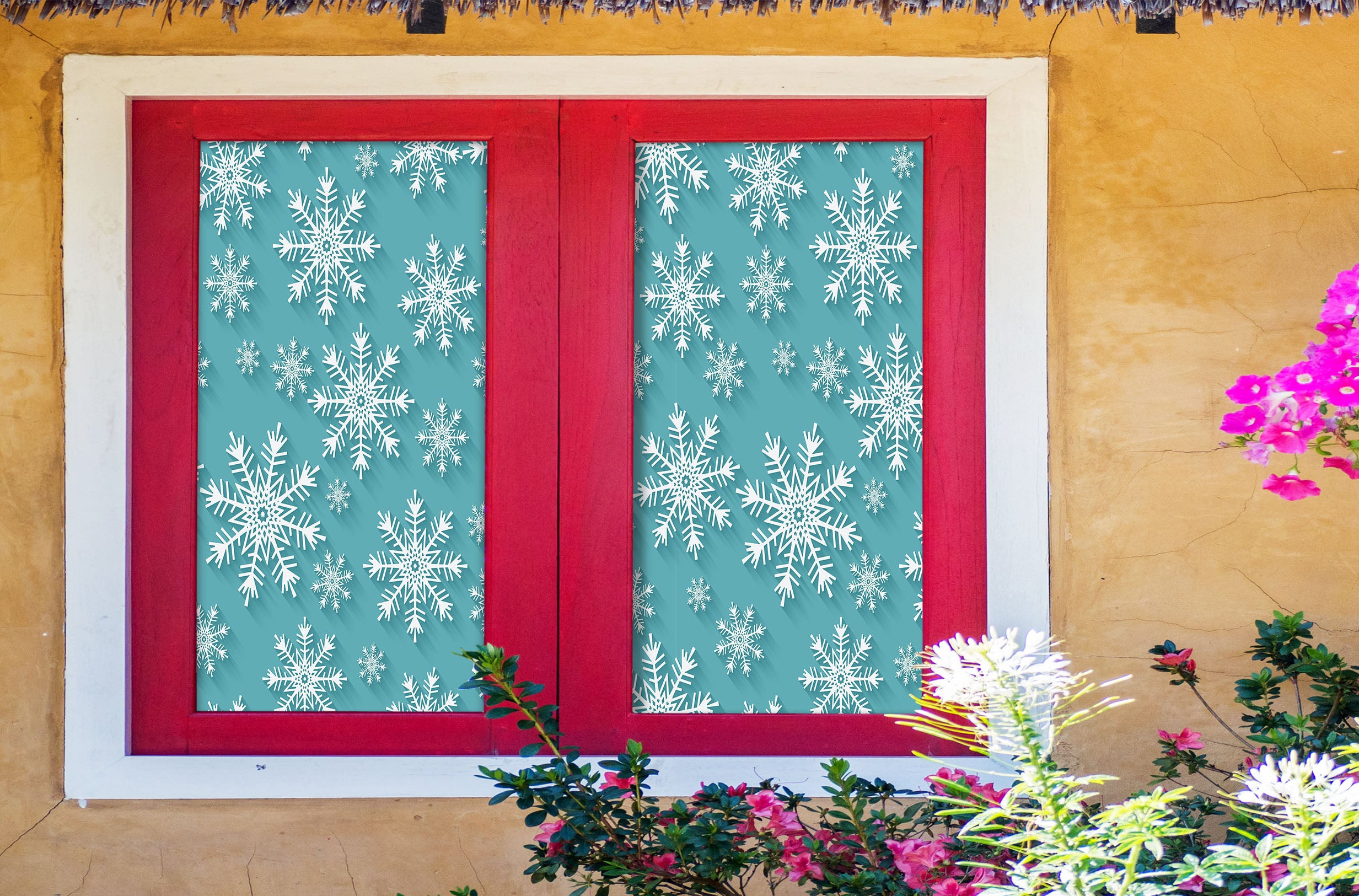 3D White Snowflake 305 Window Film Print Sticker Cling Stained Glass UV Block